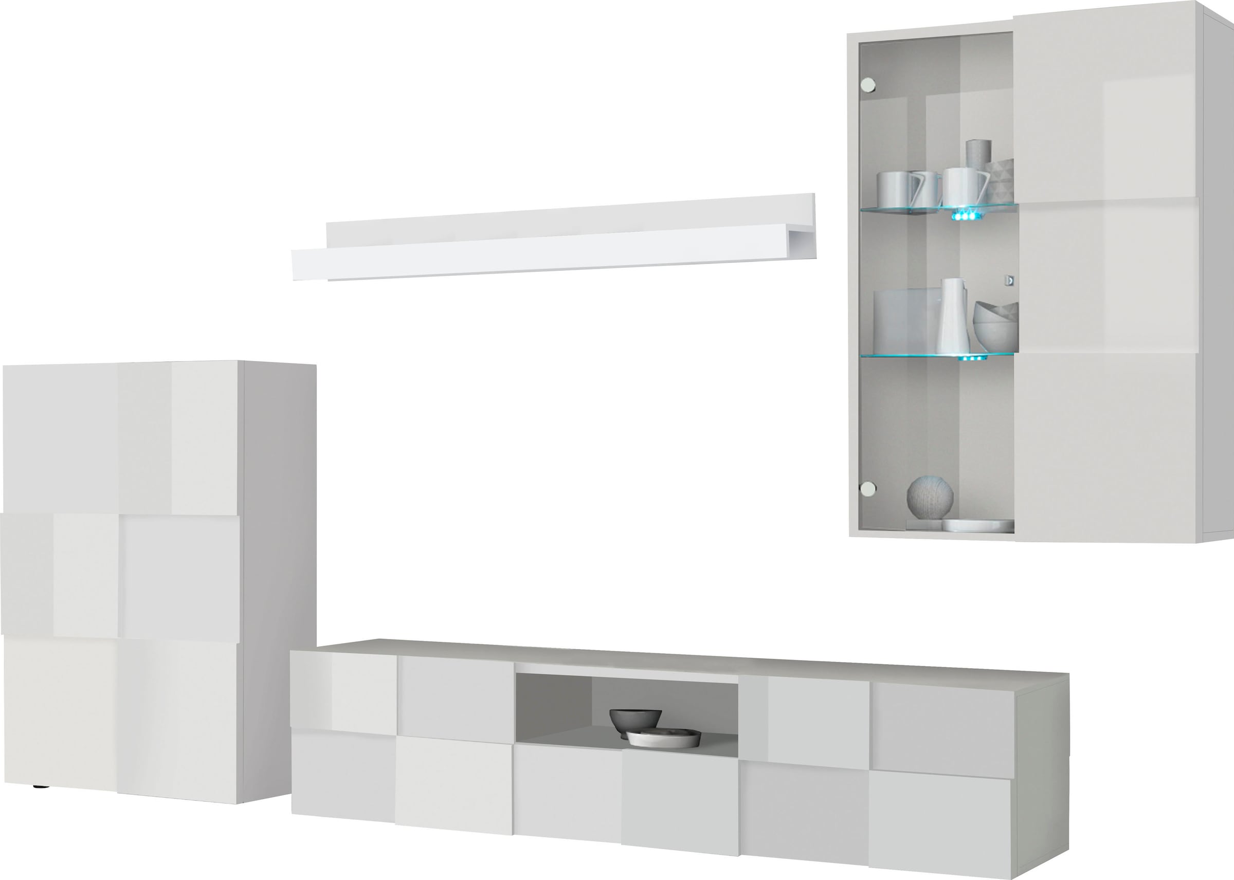 Home affaire Wohnwand "Dama, 4tlg.Breite 300 cm, Höhe 200 cm, moderne Anbau günstig online kaufen