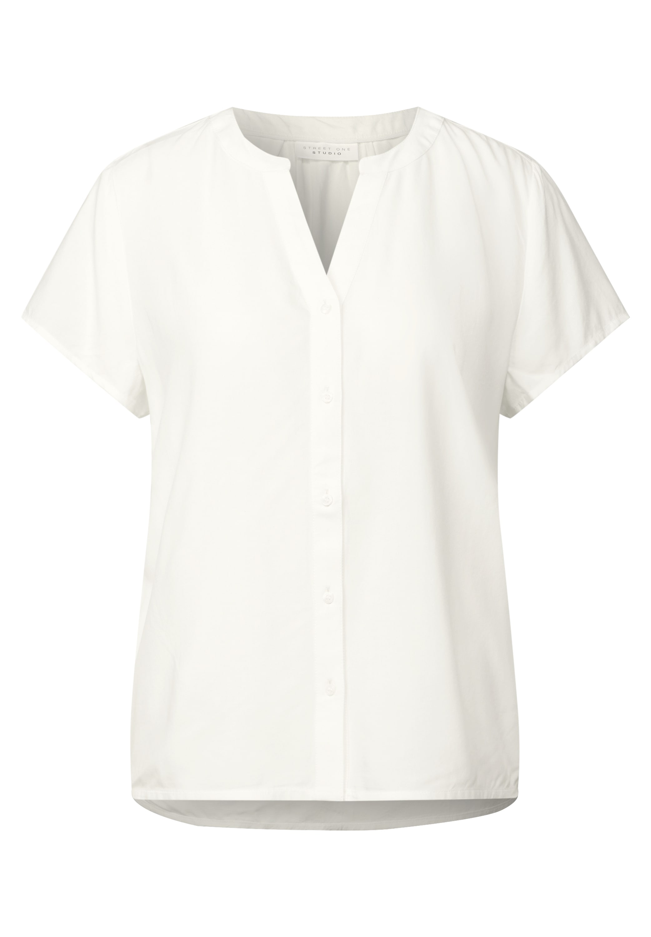 STREET ONE STUDIO Shirtbluse, mit geschlitztem Rundhalsausschnitt