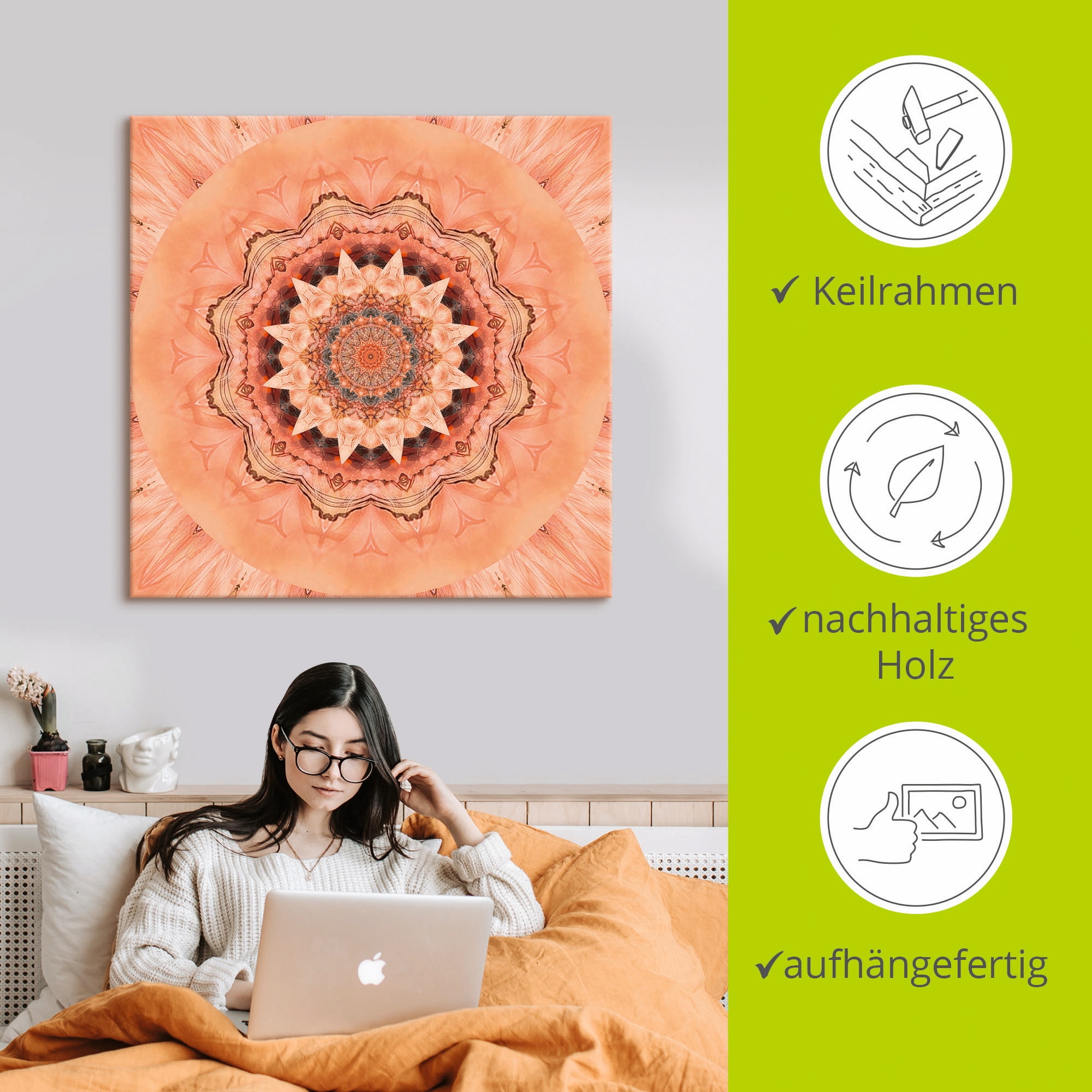 Artland Wandbild »Mandala Barmherzigkeit«, Muster, (1 St.), als Leinwandbild, Poster in verschied. Größen