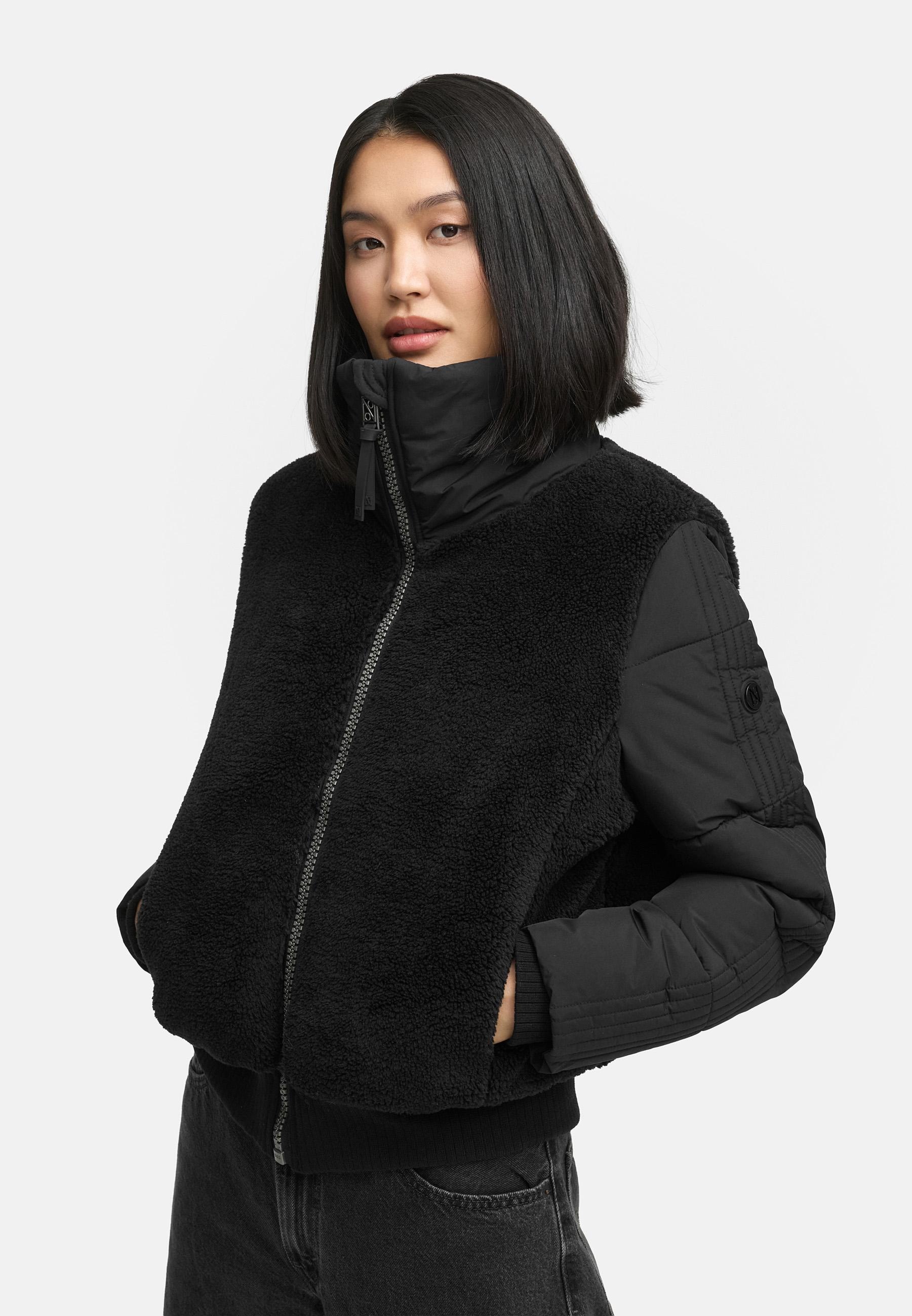 Navahoo Plüschjacke »Teddyzone 14«, ohne Kapuze, Teddy-Fleece Jacke mit hohem Kragen