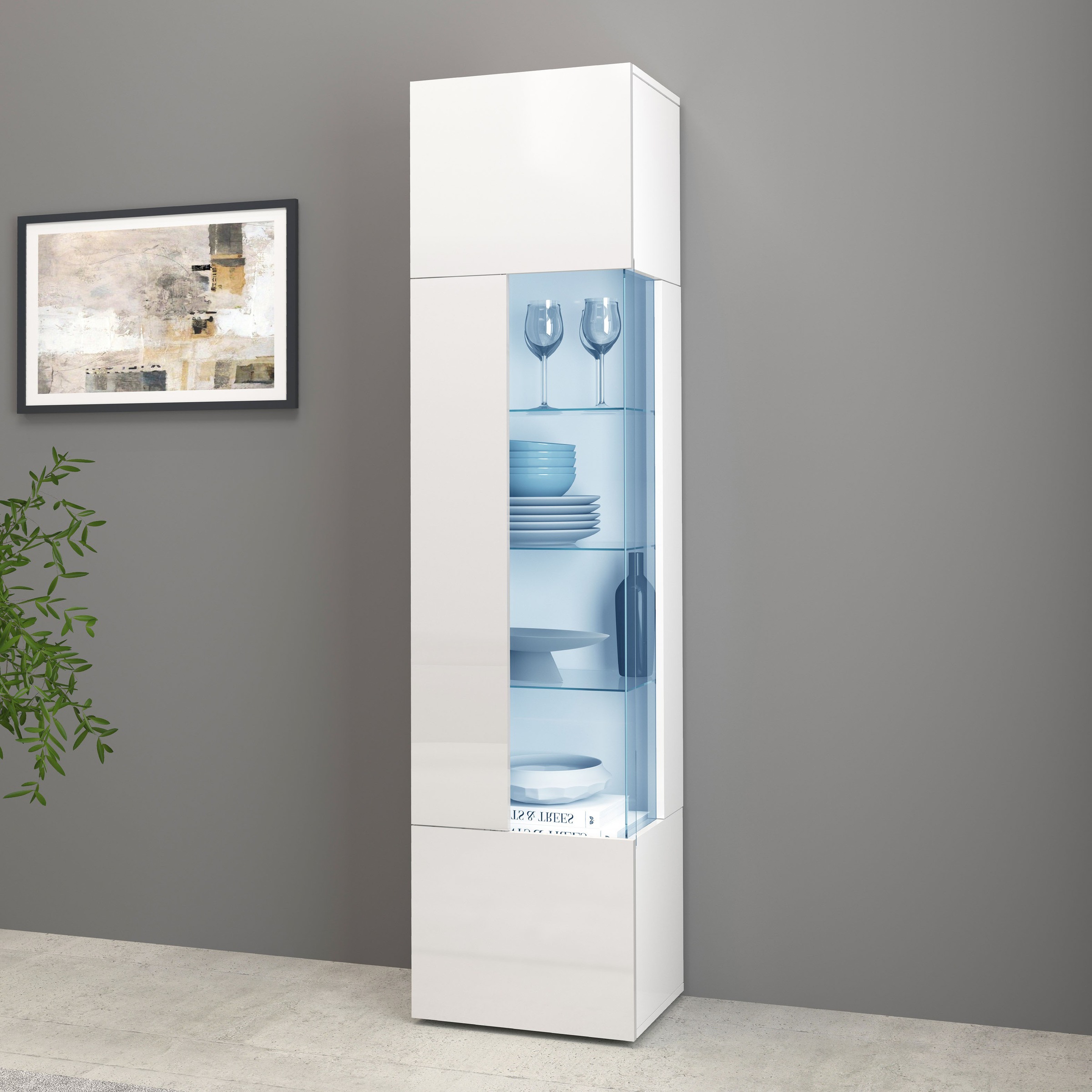 INOSIGN Vitrine »Egypt«, komplett hochglanz lackiert, 1 Glastür mit 3 Glasböden