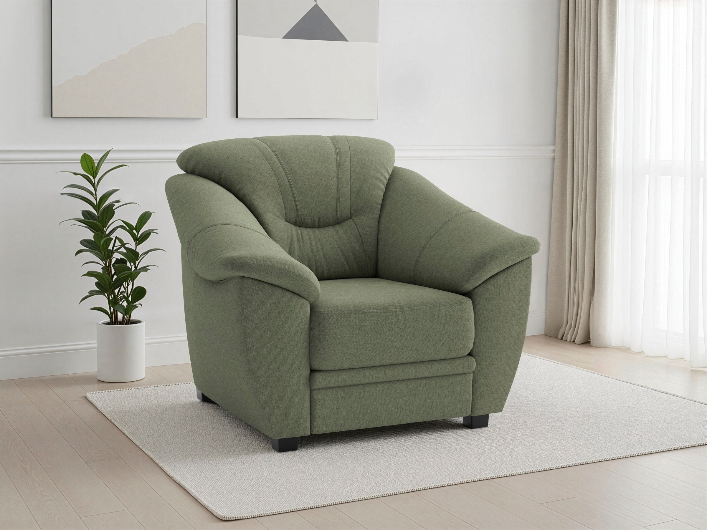 sit&more Sessel "Savona, B: 103 cm, Federkern-Polsterung, komfortable Sitzhöhe 46 cm" Bequeme Armlehnen, Ziernähte, frei im Raum stellbar, zeitloses Design