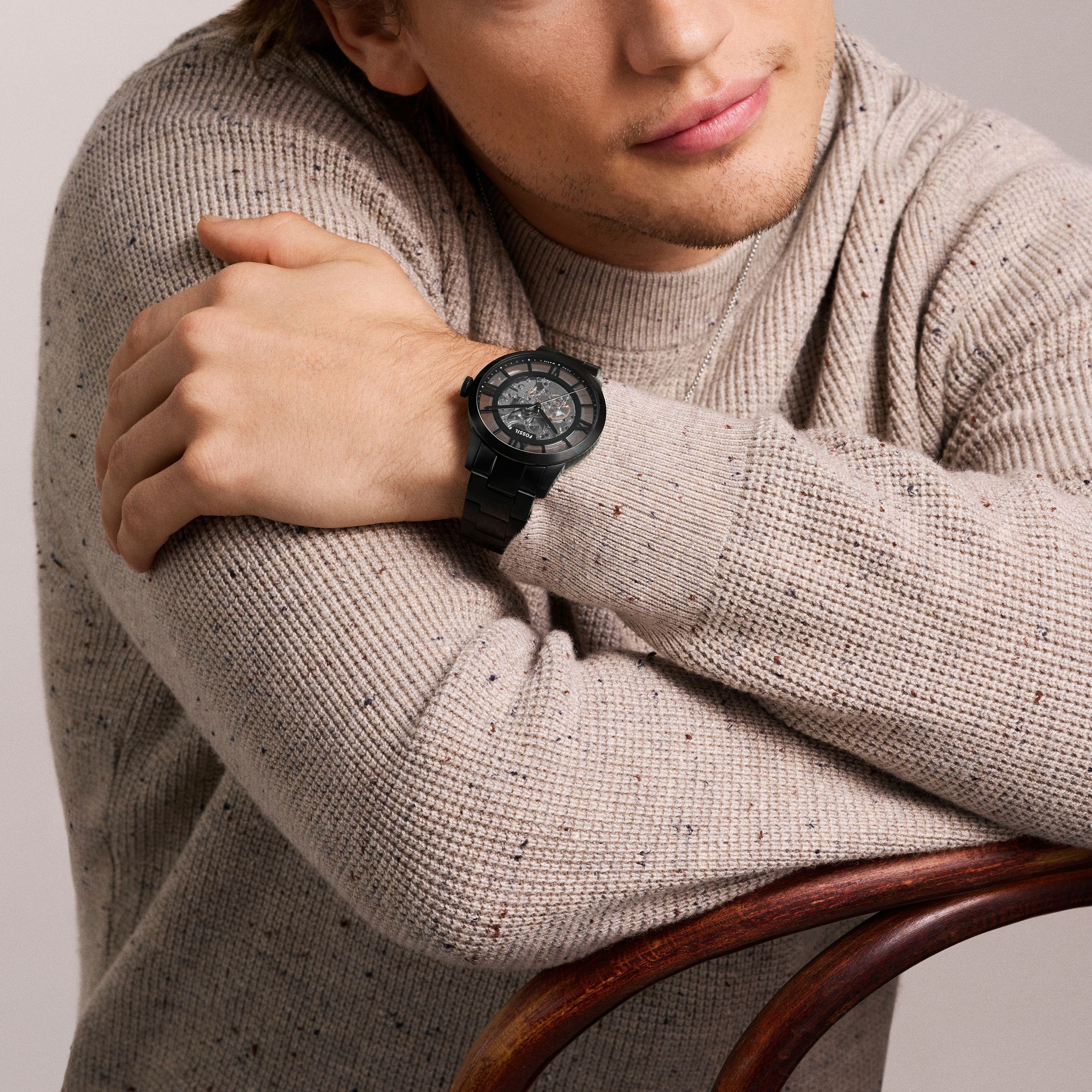 Fossil Automatikuhr »TOWNSMAN Automatic«, Armbanduhr, Herrenuhr, Mechanische Uhr, Edelstahlarmband, analog