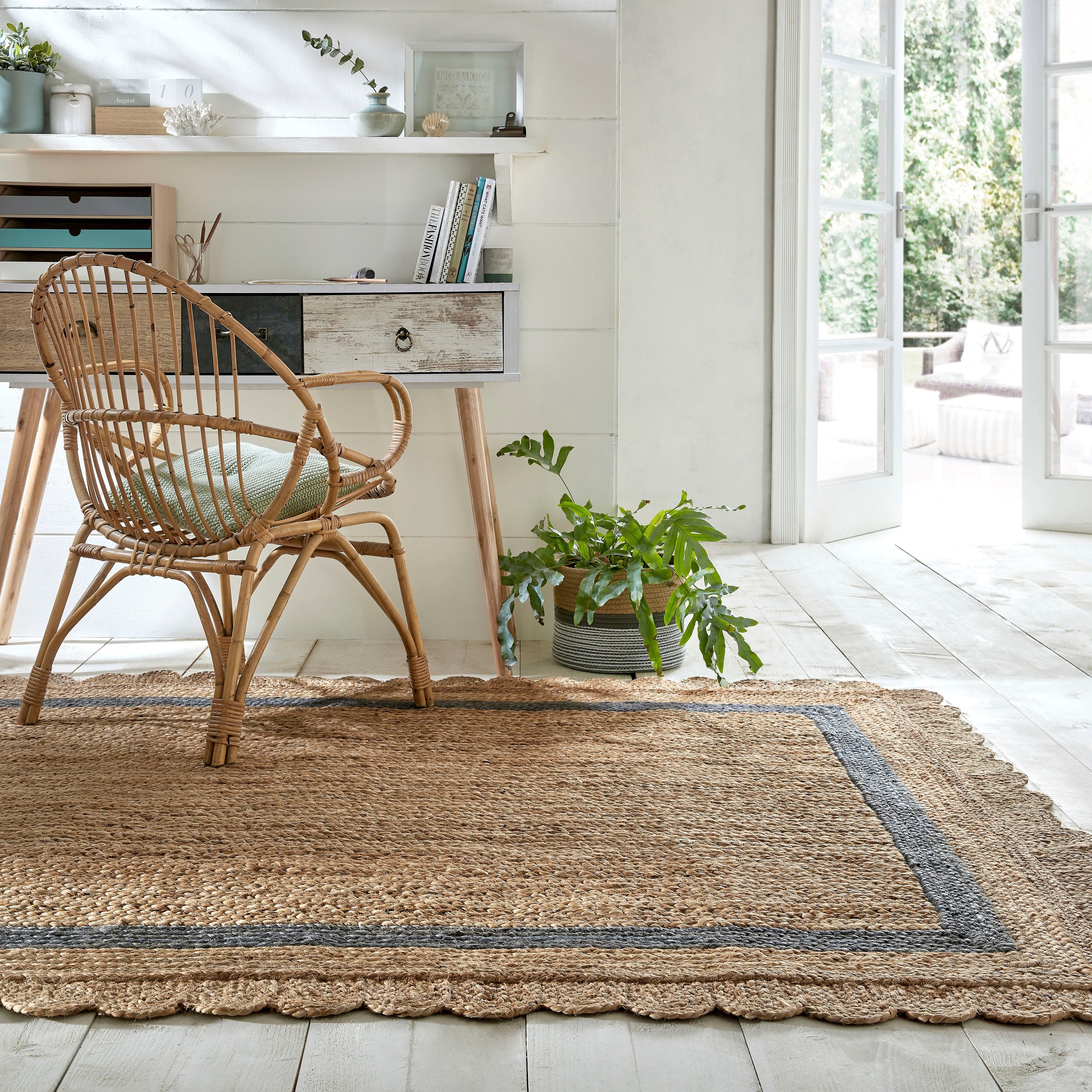 FLAIR RUGS Teppich "Grace aus Jute mit Muschelrandsaum" rechteckig 7 mm Höh günstig online kaufen