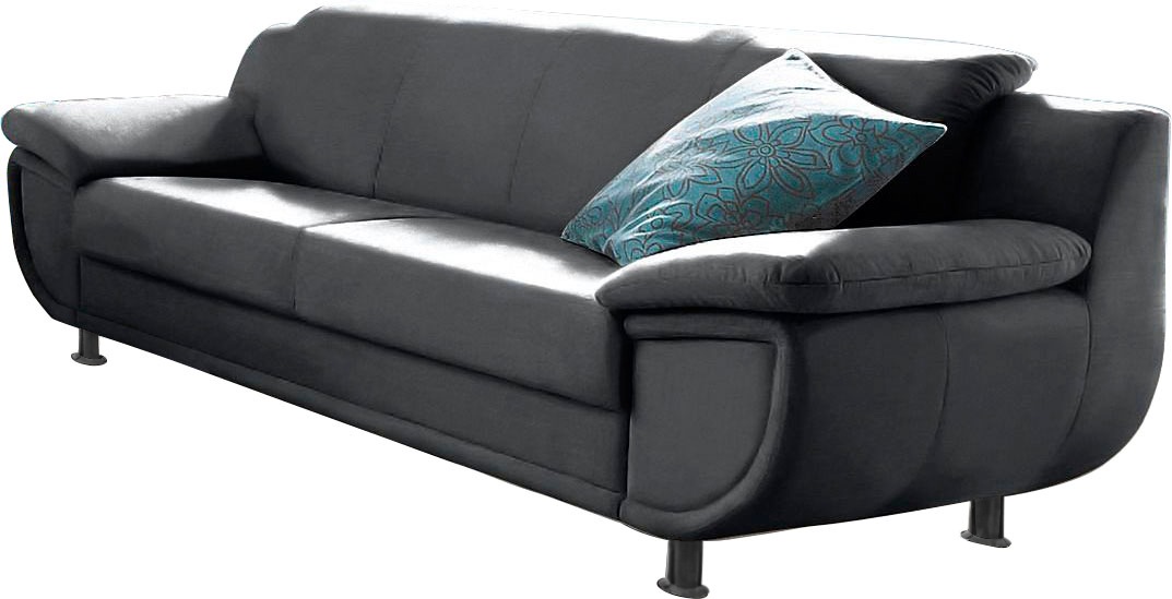 TRENDMANUFAKTUR 3-Sitzer »Rondo, Breite 207 cm, breite Armlehnen, Füße schwarz«, Big-Sofa wahlweise mit Federkern, in verschiedenen Bezügen bestellbar