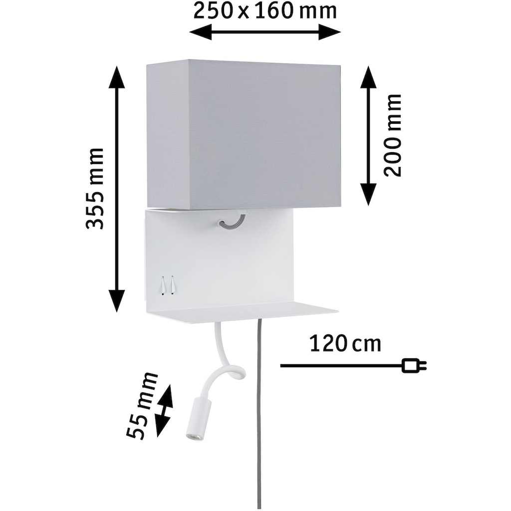 Paulmann LED Wandleuchte »Merani Grau/Weiß max 1x40W/3W E27 Stoff/Metall«, 2 flammig-flammig