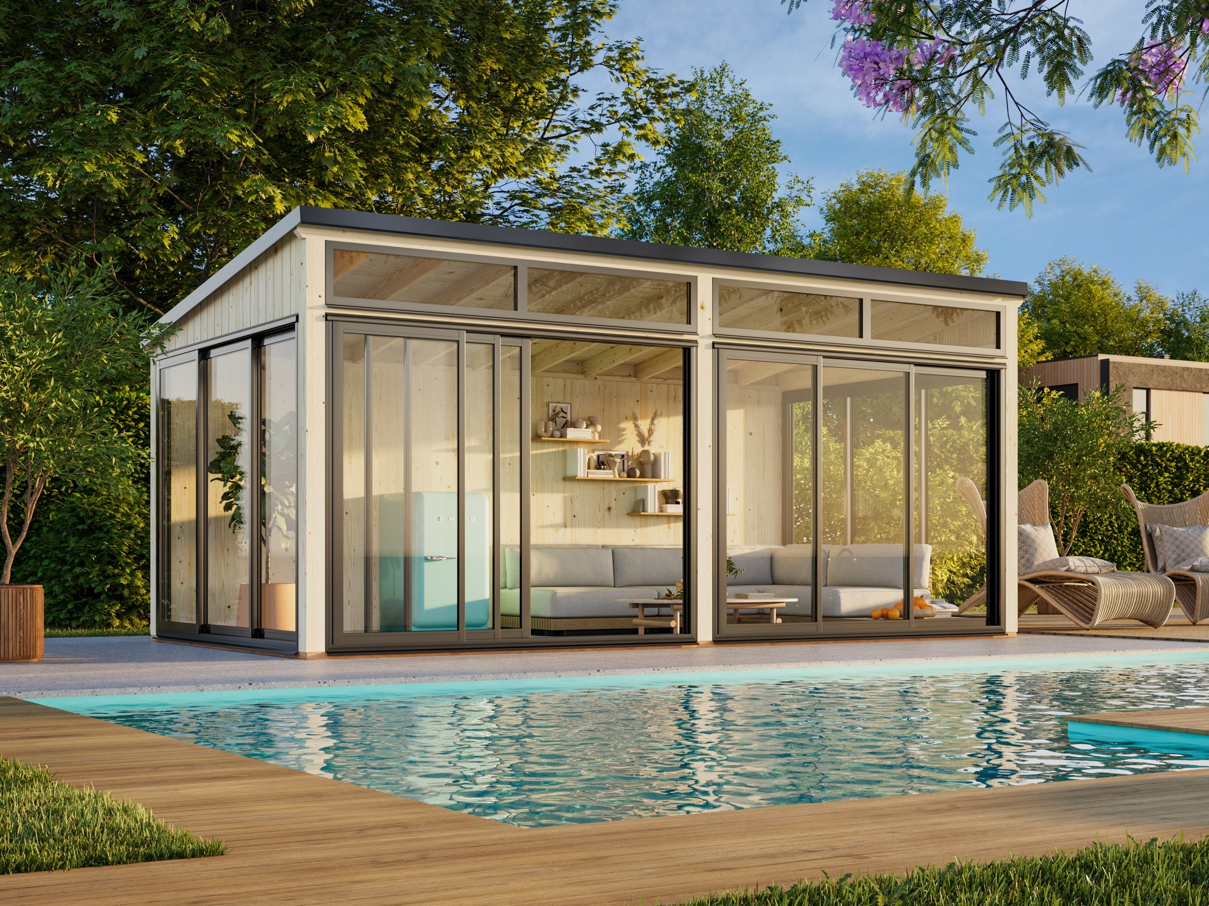 Palmako Holzpavillon »Saga 16,2 m² Slide Plus« BxTxH: 592x307x273 cm