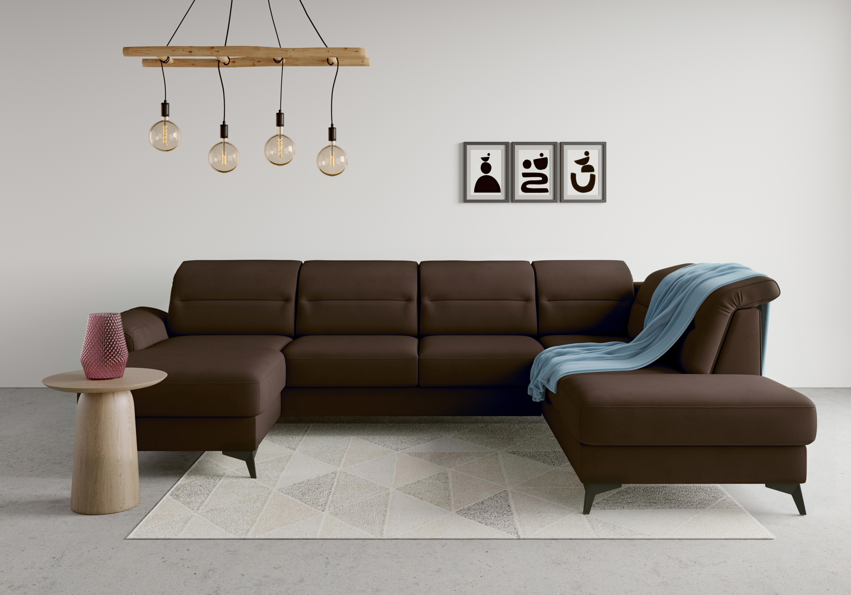 sit&more Wohnlandschaft "Sinatra U-Form" optional mit Kopfteilverstellung und Armteilfunktion, Metallfüße