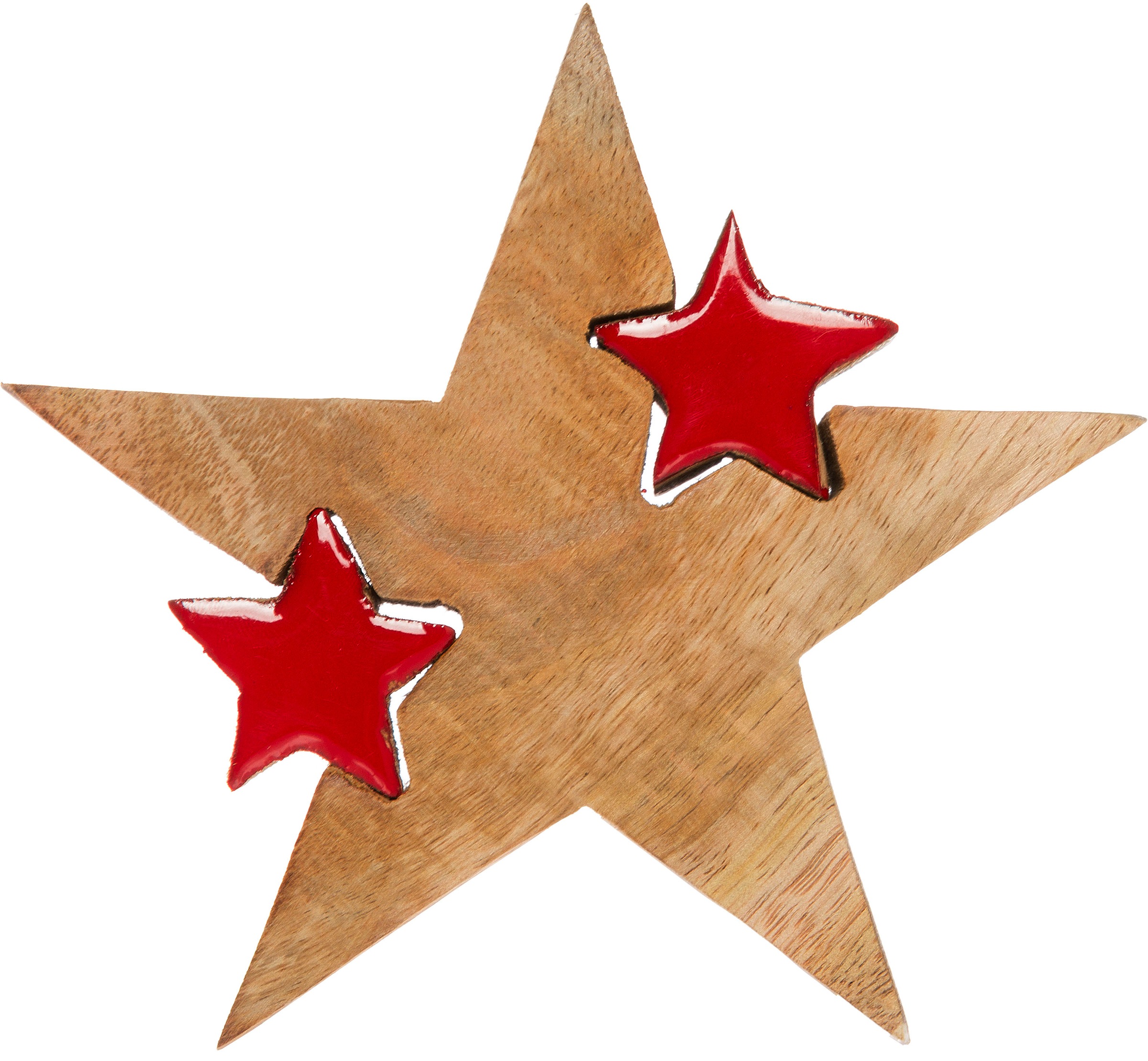 Myflair Möbel & Accessoires Dekostern »Star, Deko Puzzle Stern, mit kleinen Sternen«, (2 St.), Weihnachtsdeko aus Holz, Weihnachtsstern, Höhe ca. 14 cm