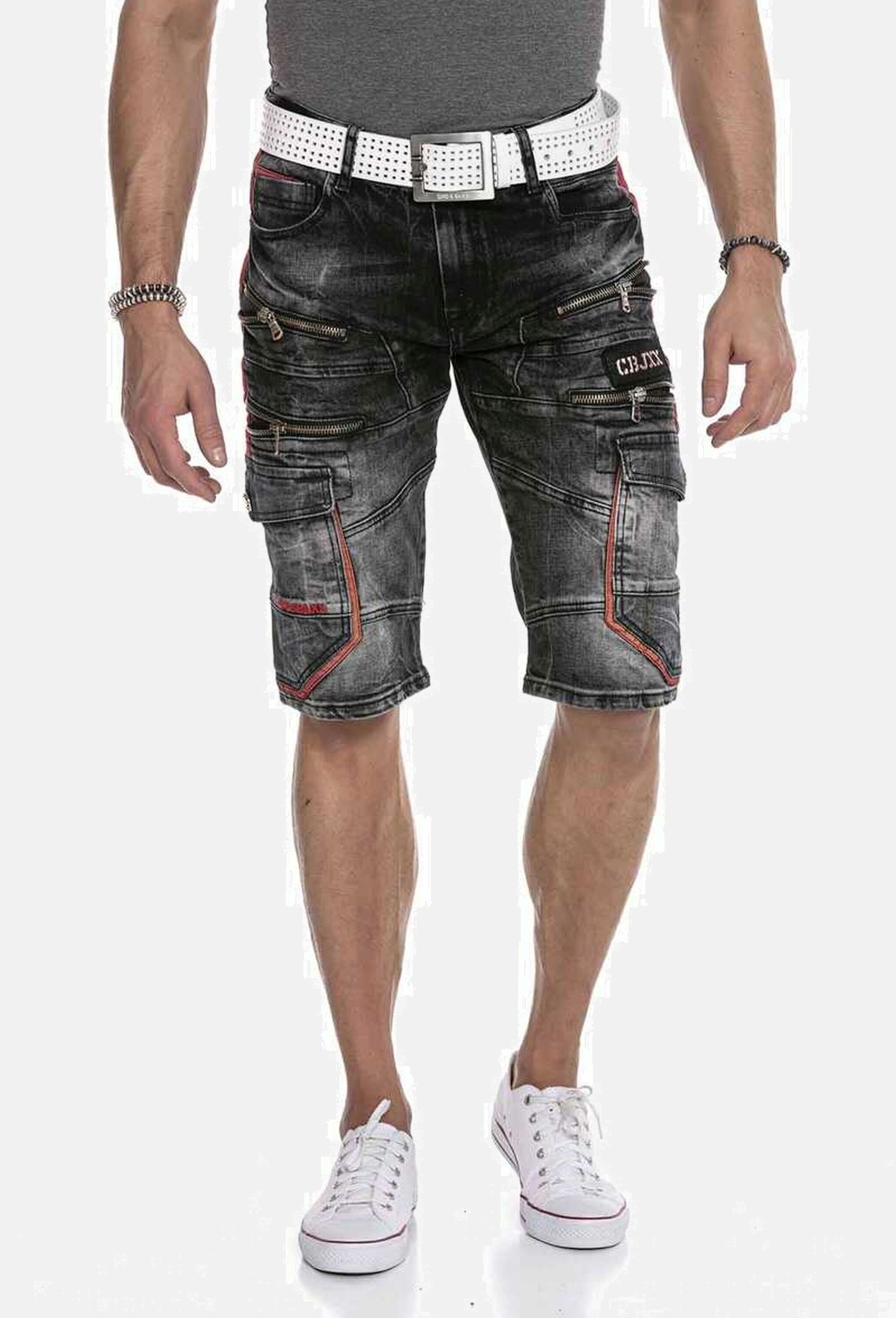 Cipo & Baxx Jogg-Jeansbermudas »Cipo & Baxx Bermuda & Short« mit Reißverschluss-Verzierungen, CK224