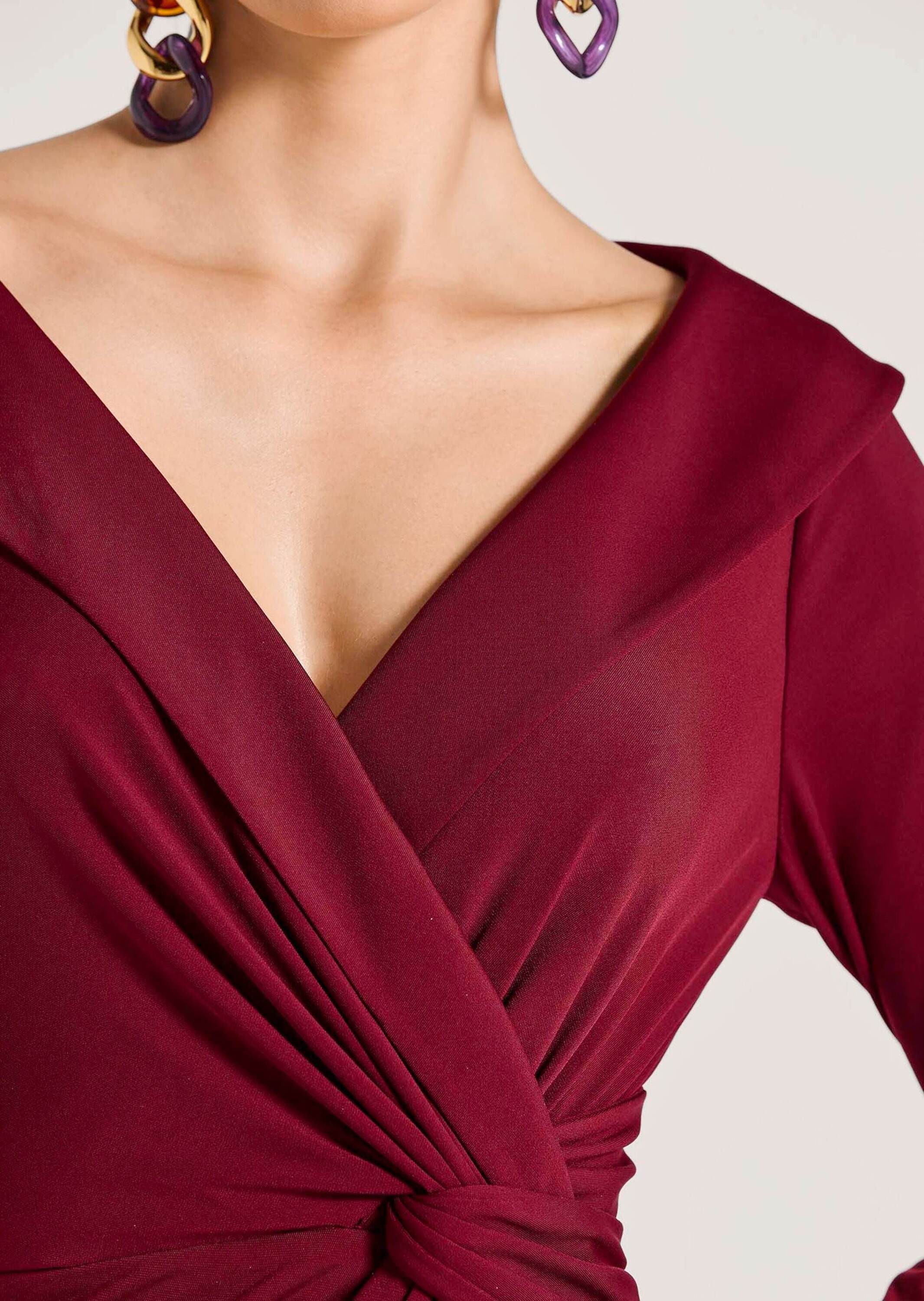 MADELEINE Abendkleid »Abendkleid Elegantes Stretchkleid in Wickel-Optik« Wickeloptik durch Knoten