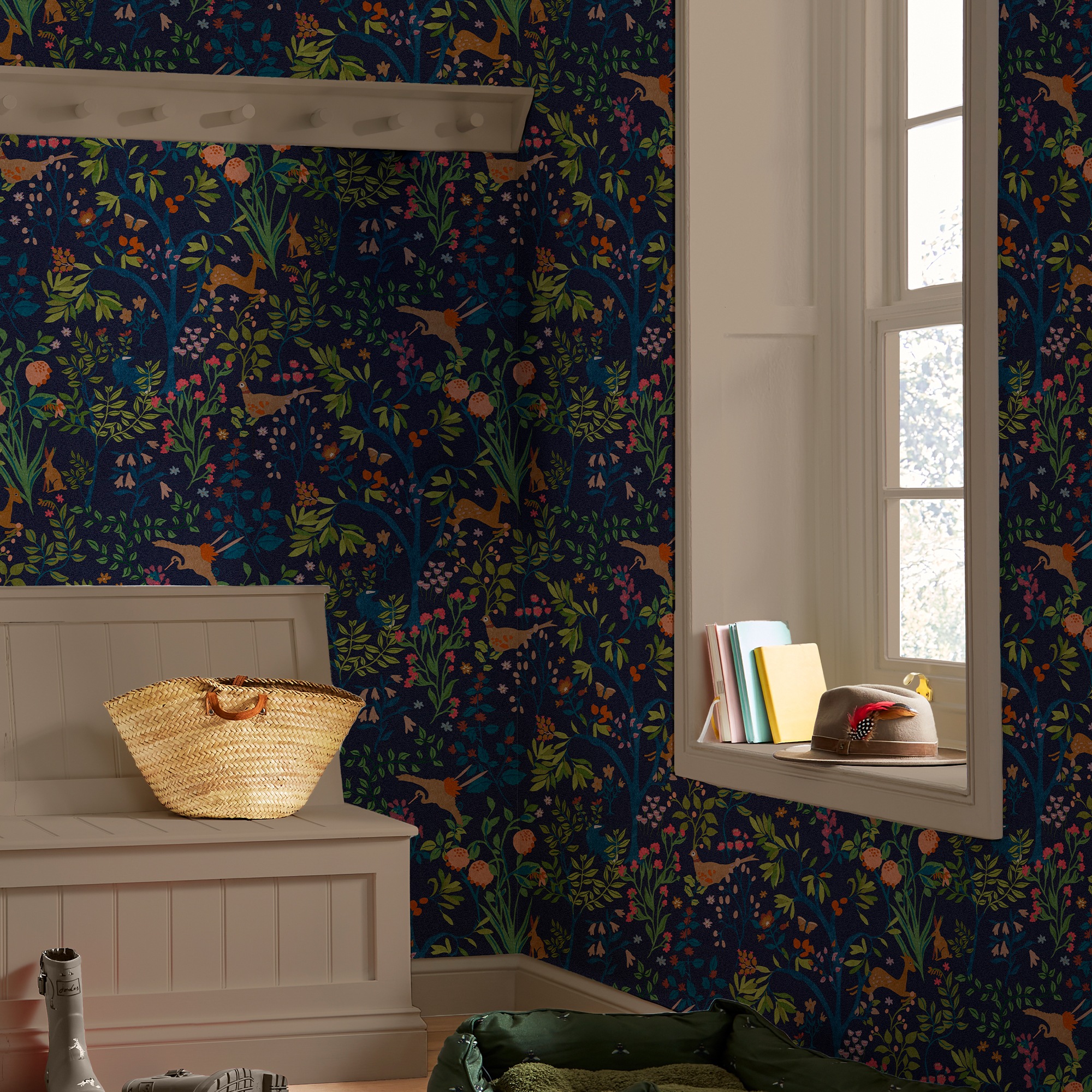 Joules Vliestapete "Enchanted Woodland Navy" glatt Design Tapeten