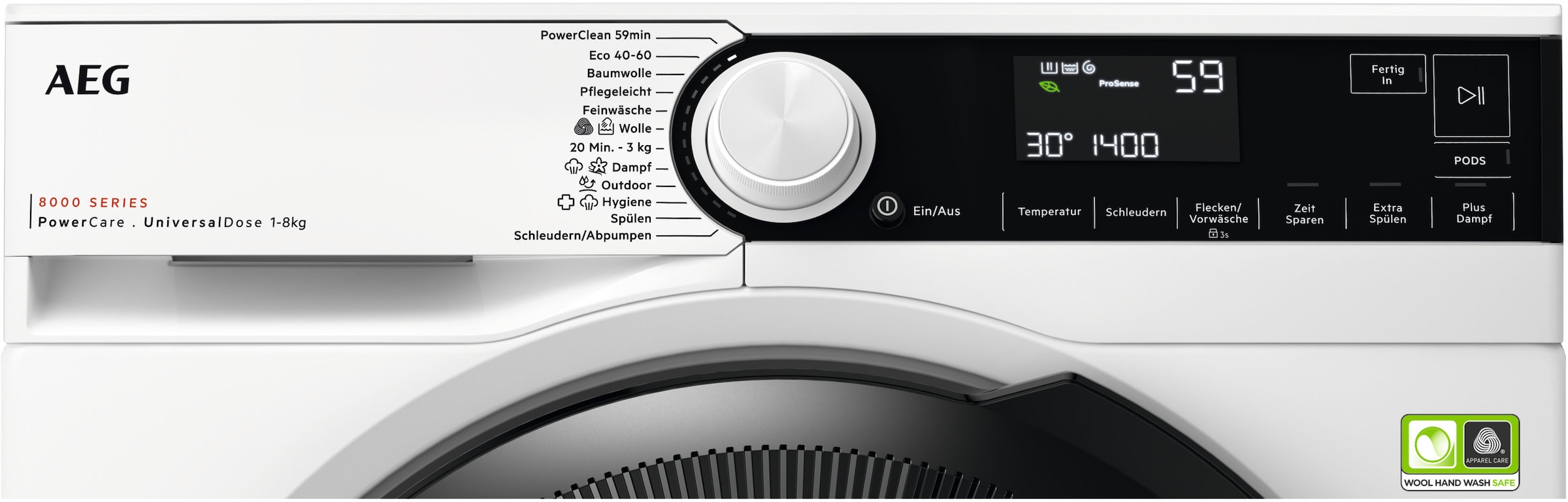 AEG Waschmaschine »LR8E70480« 8 kg 1400 U/min UniversalDose: löst PODS®/Caps 60 % schneller auf für beste Reingung