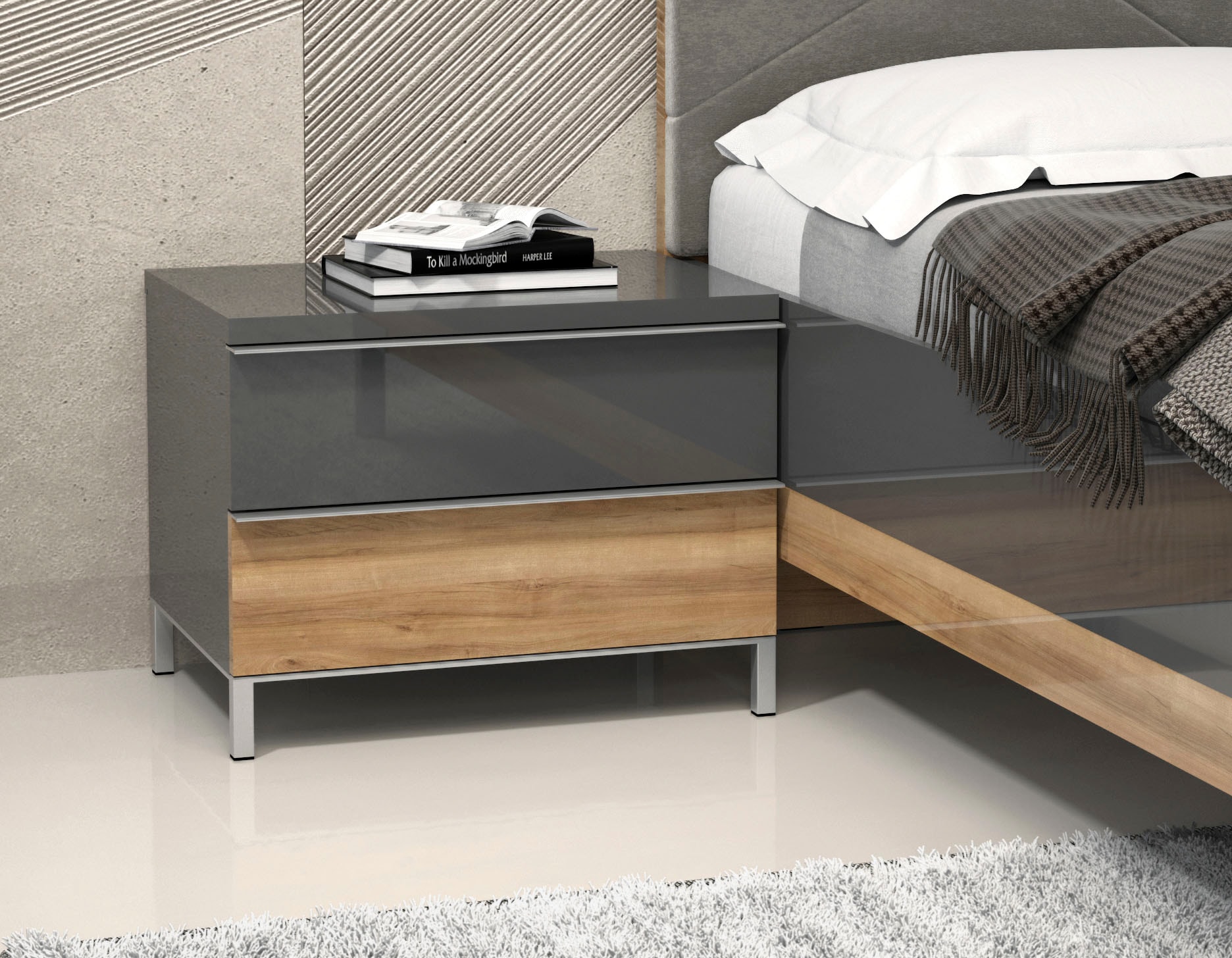 OTTO home Nachtkonsole "Onyx, Nachttisch mit 2 oder 3 Schubladen, UV Lackie günstig online kaufen