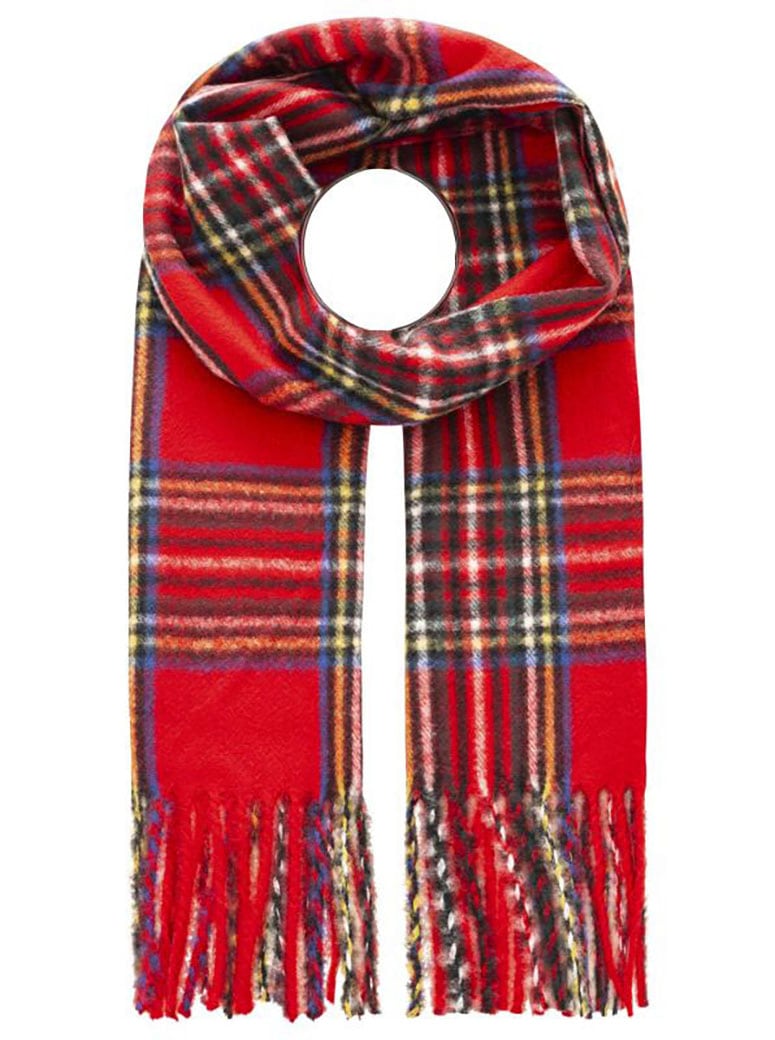 ZWILLINGSHERZ Damen Schal ""Kariert""rot, Obermaterial: 65% Polyester, 35% Viskose, Modetücher, mit Karo-Muster und Fransenabschlüssen