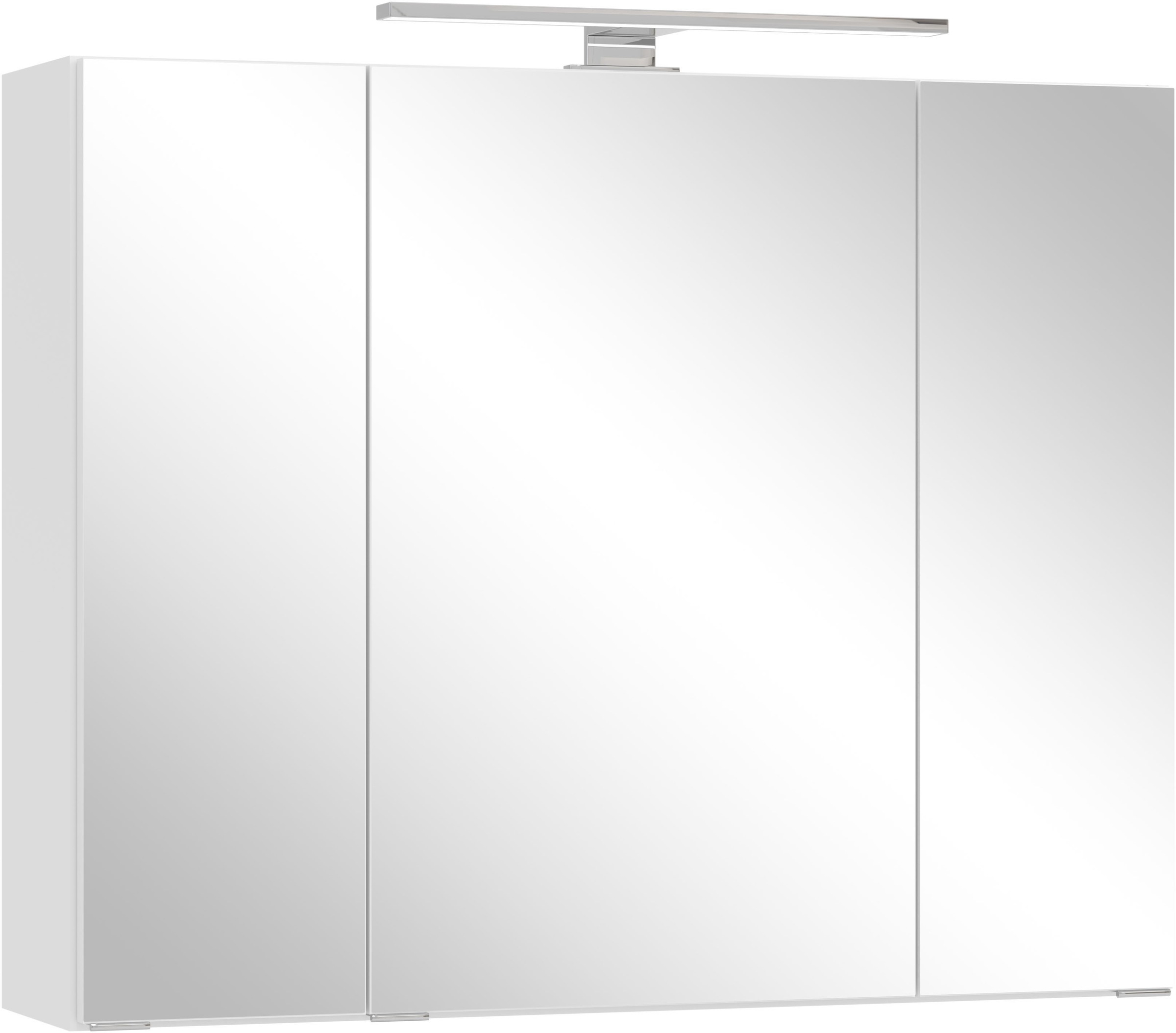 OTTO home Spiegelschrank "BOZEN, 3D-Spiegelschrank 80 cm" Inklusive LED-Aufbauleuchte, Steckdose und Schalter