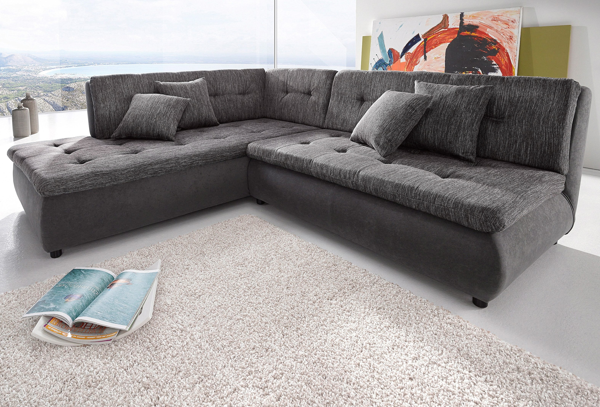 Trends by HG Ecksofa »Pool L-Form«, wahlweise mit Bettfunktion, frei im Raum stellbar