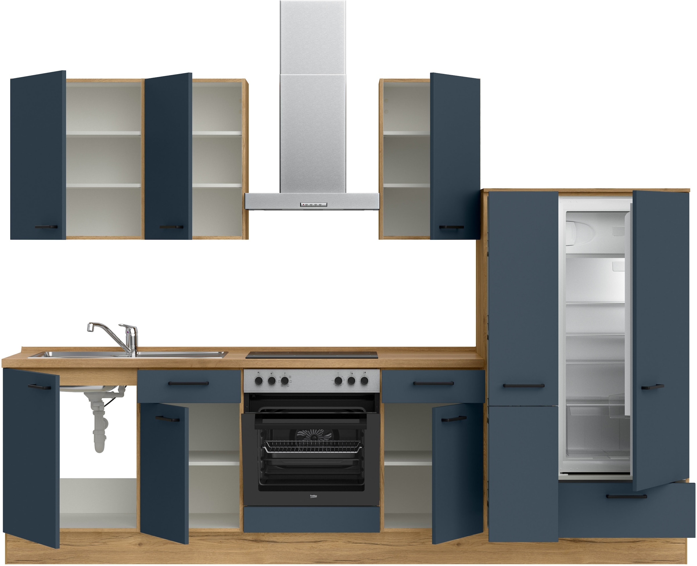 nobilia® Küchenzeile »"Easytouch I"«, vormontiert, Ausrichtung wählbar, Breite 300 cm, wahlw. mit E-Geräten