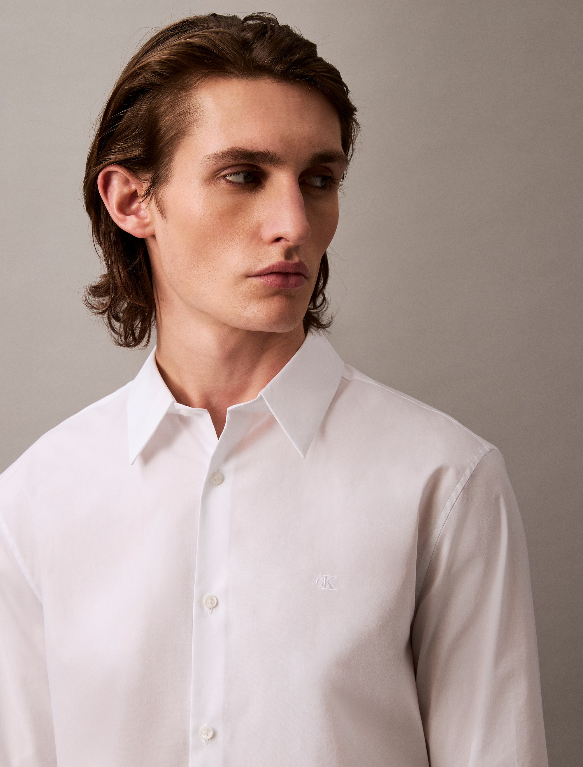 Thumbnail - Calvin Klein Langarmhemd "LONG SLEEVE SOLID STRETCH SLIM SHIRT", slim fit, in Unifarbe