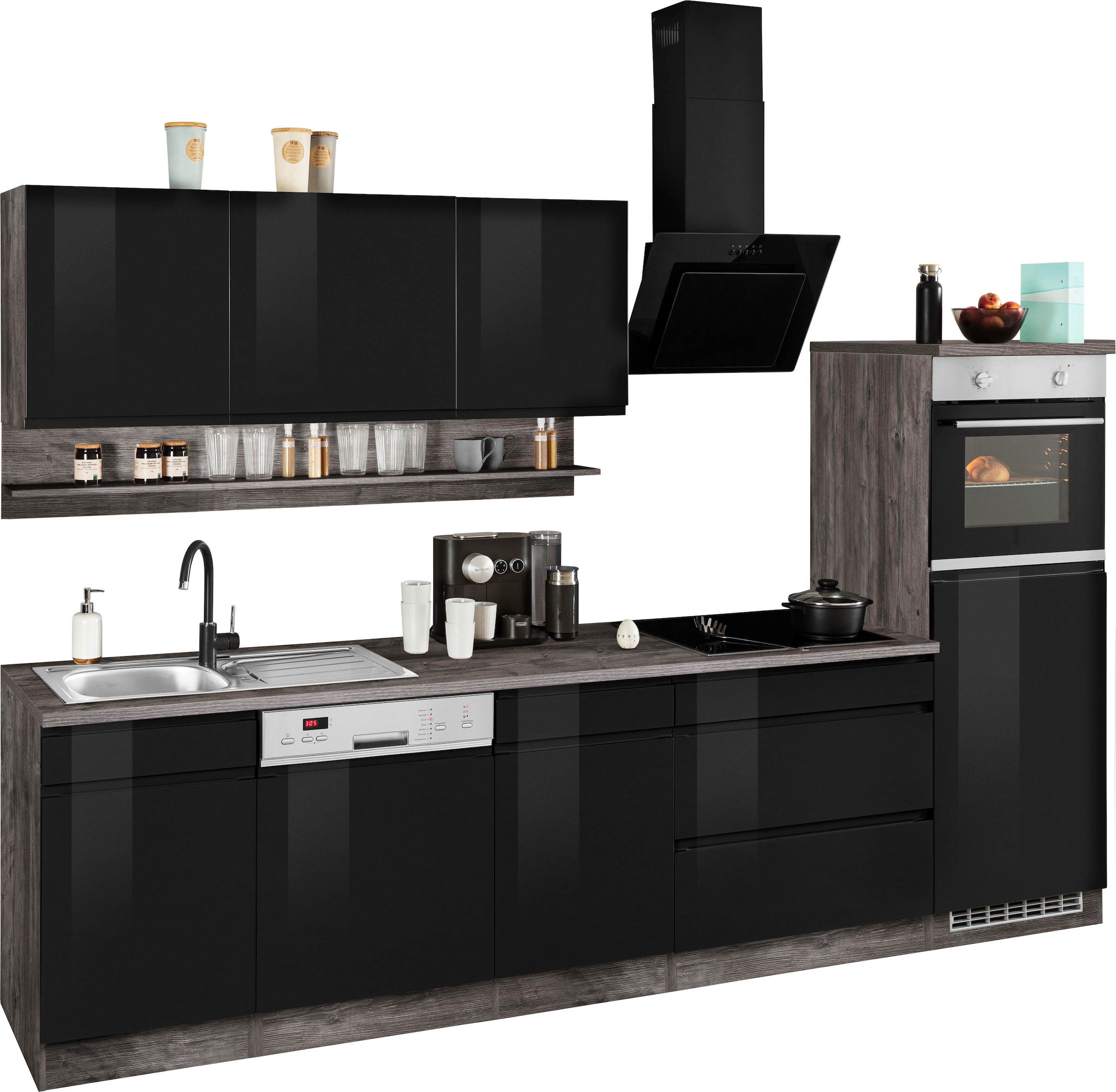 HELD MÖBEL Küchenzeile "Virginia", Breite 300 cm, mit E-Geräten günstig online kaufen