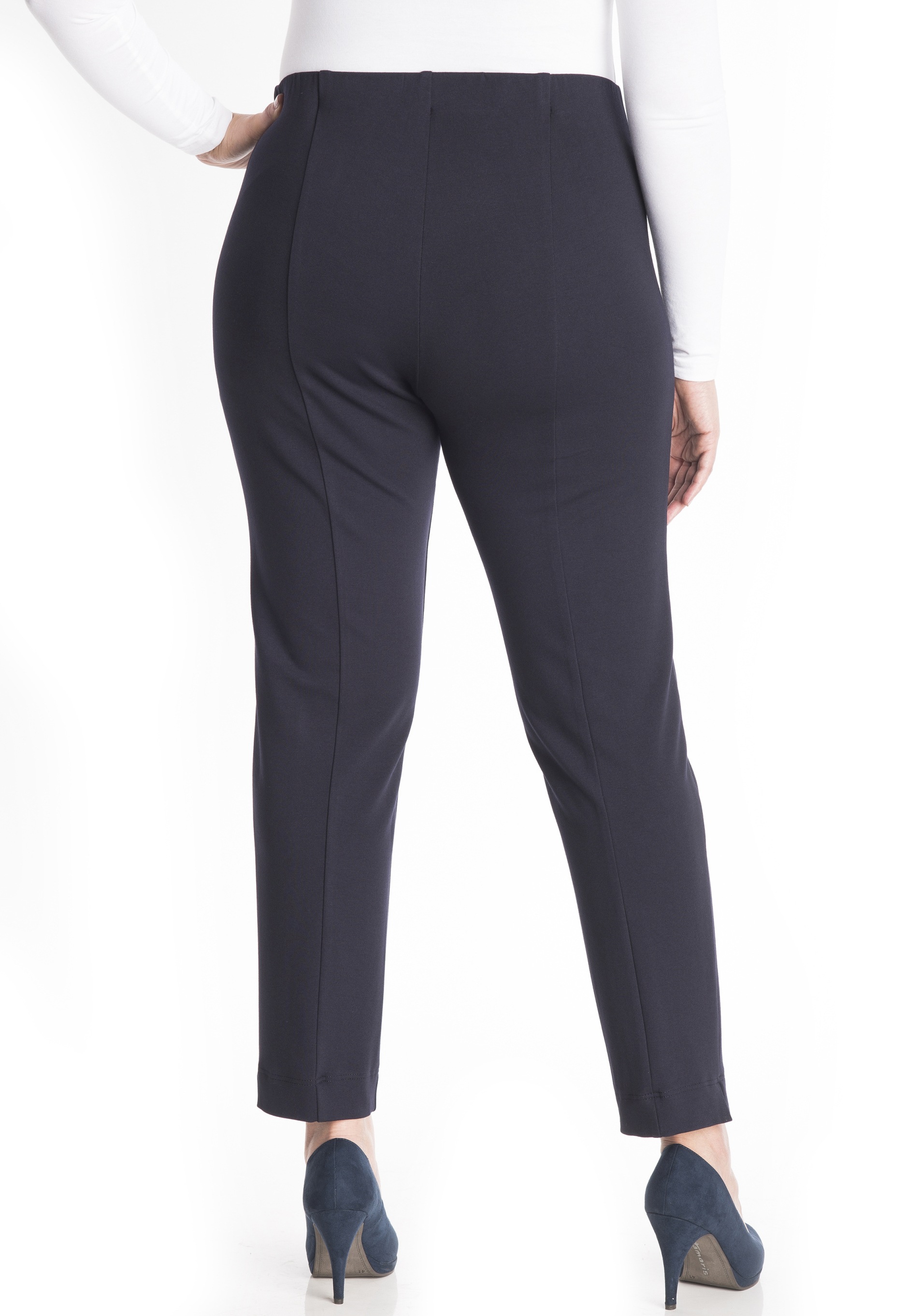 Schlupfhose KJBRAND "Susie XS Jersey", Damen, Gr. 42, N-Gr, blau (marine), Jersey, Obermaterial: 68% Viskose, 27% Polyamid, 5% Elasthan, knöchellang, Hosen Schlupfhose, Sommerhose mit Schlupfbund 3