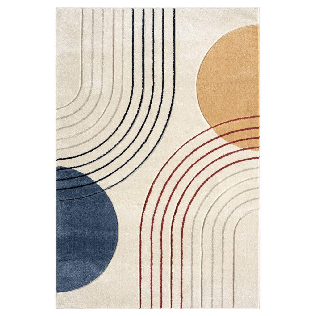 Teppich CARPET CITY "BONITO 7170", bunt, B:80cm H:11mm L:150cm, Obermaterial: 100% Polypropylen, Teppiche, Teppich, Läufer, Flachflor, Hochtief-Muster/ 3D-Effekt, Geo-Muster, Wohnzimmer 2