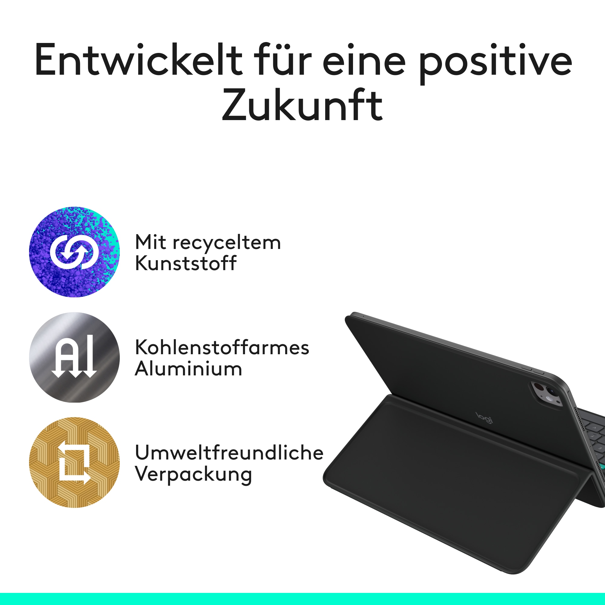 Logitech iPad-Tastatur »FLIP FOLIO - DEU - WESTMID-511 - IPAD PRO11&AIR11/5TH,PIZZA BOX«, Bluetooth-Tastatur