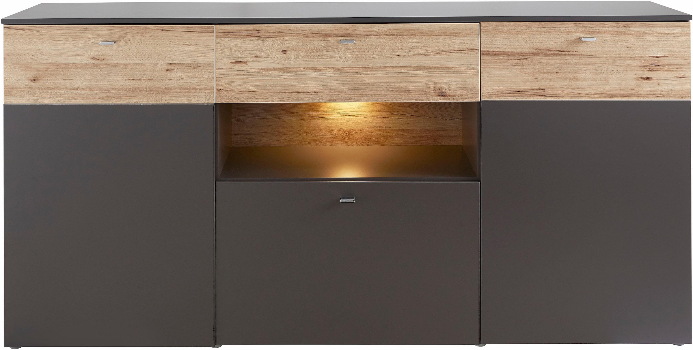 FORTE "Como" Kommode, Stauraumschrank, LED Beleuchtung, Soft Close, Staurau günstig online kaufen