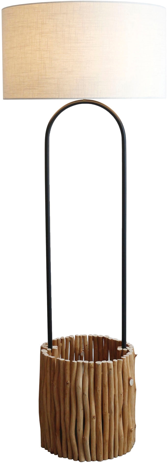 "SALESFEVER Stehlampe ""Branches"", beige (natur, weiß, schwarz), 1, Ø 55cm H: 155cm, 1 Stk., Leuchten, handgefertigt, mit Pflanzenkorb, Stehlampe"