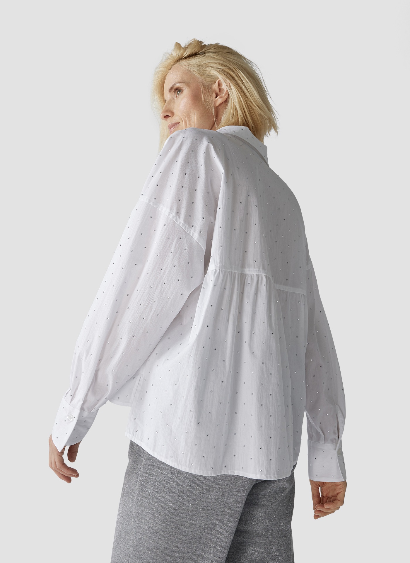 LeComte Klassische Bluse »LeComte Bluse in Weiß mit dezenten Glitzersteinen«