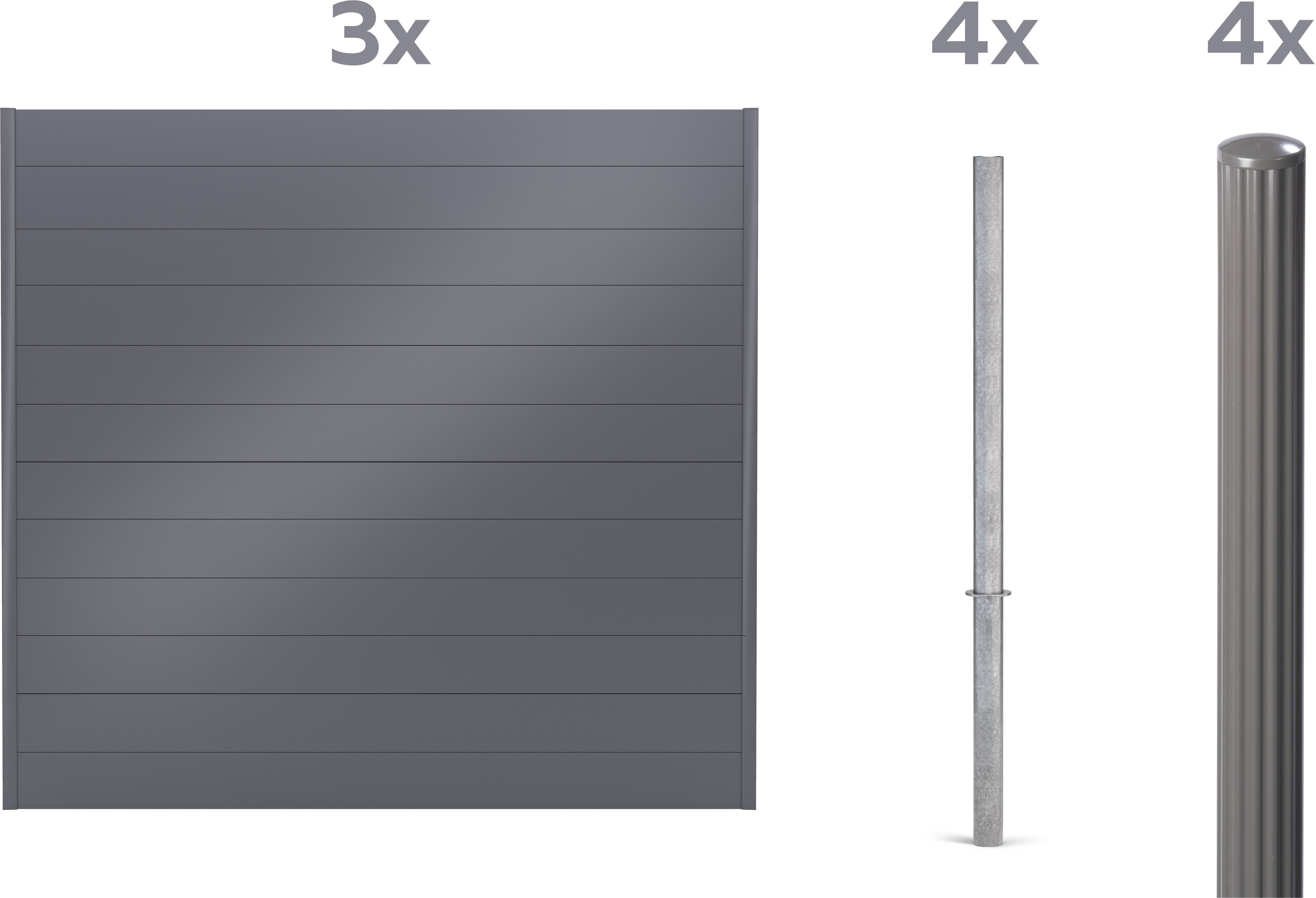 Alberts Dichtzaun "Palitio, Profilhöhe 150 mm" Aluminium, verschiedene Dekore und Längen