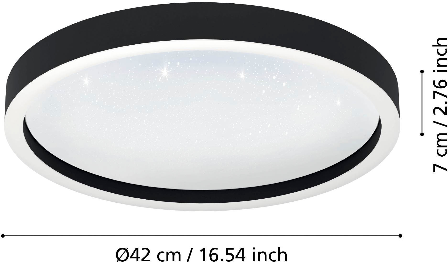 EGLO Deckenleuchte »Montemorelos-Z Deckenlampe, ZigBee 3.0, Kristall-Effekt, Flurlampe« LED-Modul 1 Stk. Kaltweiß | RGB Wand-/Deckenleuchte - H5 x Ø42 cm - schwarz - 17,8W inkl.