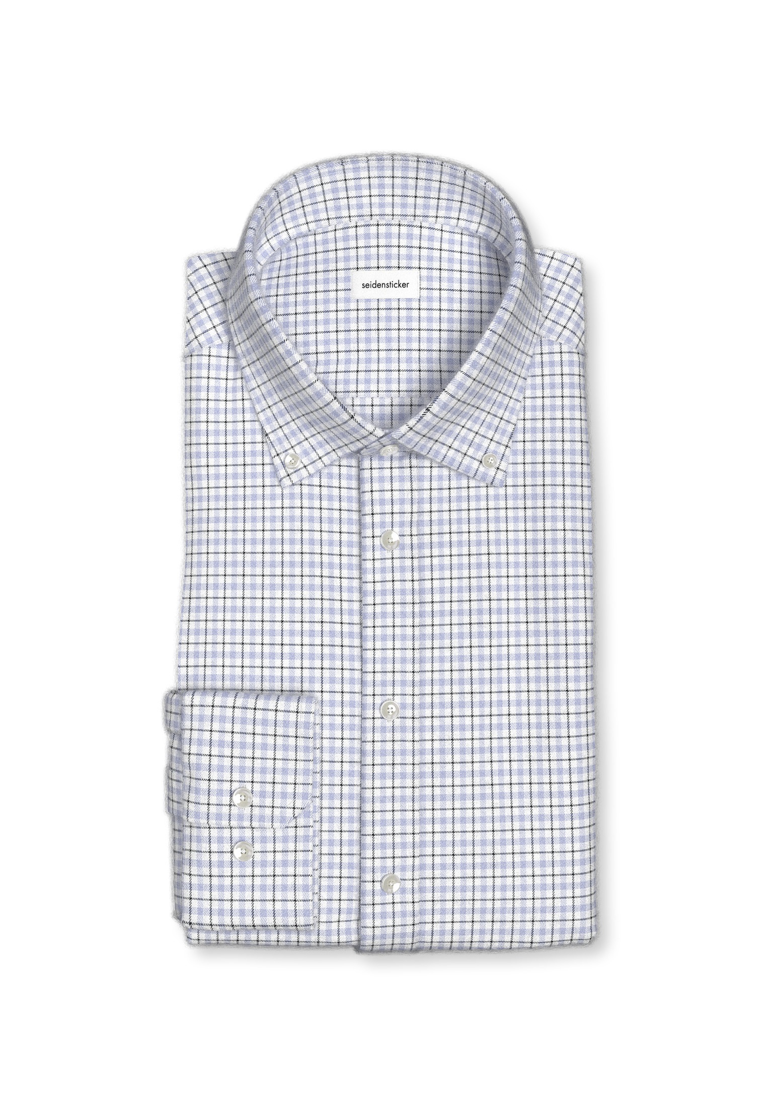 seidensticker Flanellhemd »Schwarze Rose« Shaped 1/1 Button-Down-Kragen Karo