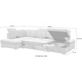 WERK2 Wohnlandschaft »Kordula«, Sofa in U-Form mit Schlaffunktion & Bettkasten, Schlafcouch mit Sitztiefenverstellung & verstellbaren Kopfteilen