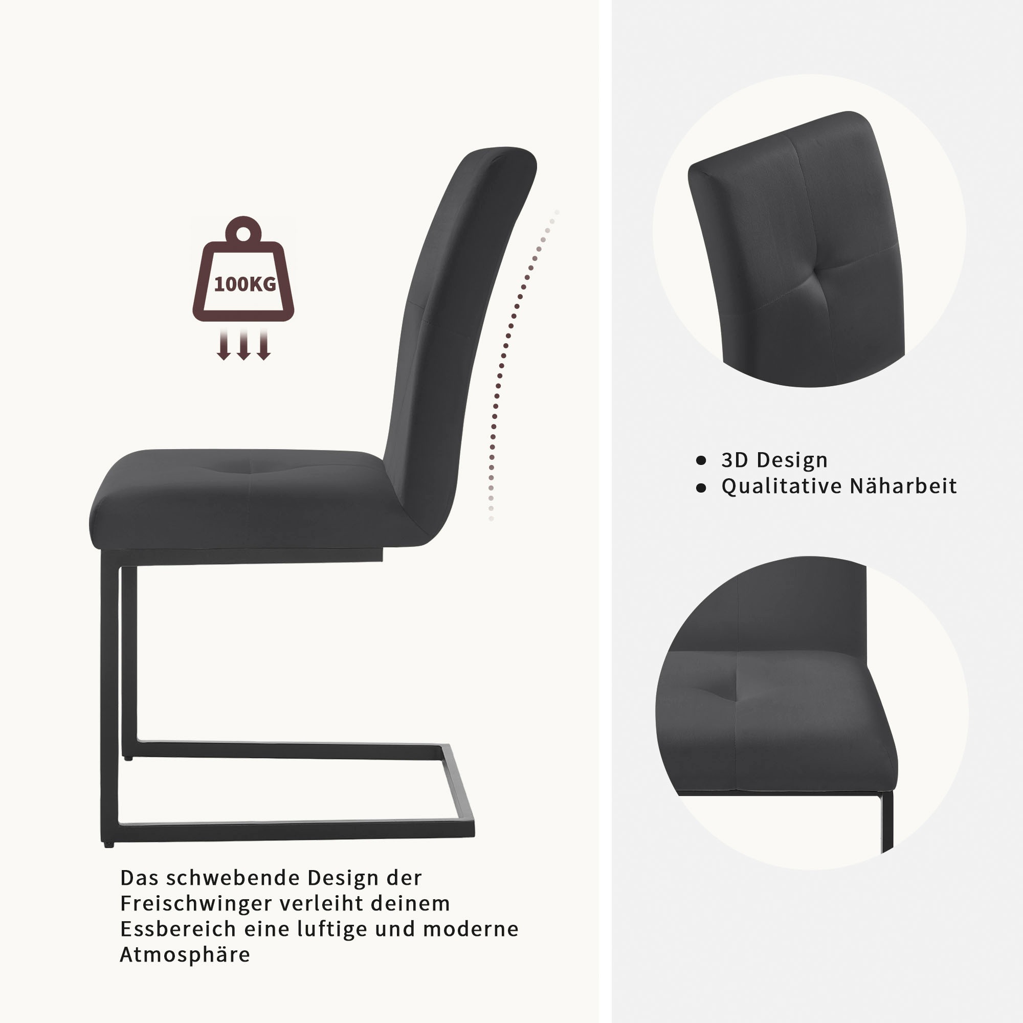 OTTO home Esszimmerstuhl »Vendy«, (Set), 2 St., Samtstoff Velvet, mit verstellbaren Füßen und robustem, pulverbeschichtetem Gestell.