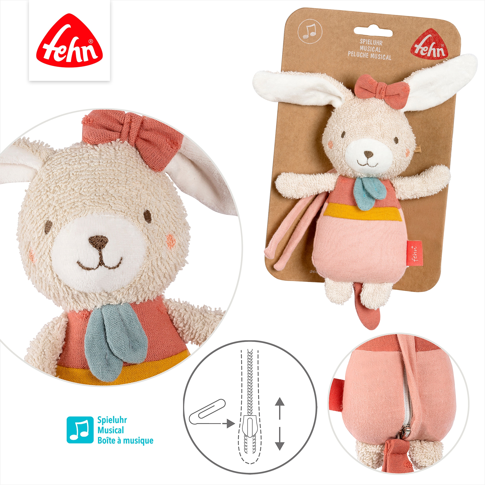 Fehn 1100000002199 »Spieluhr Hase« mit herausnehmbarem Spielwerk
