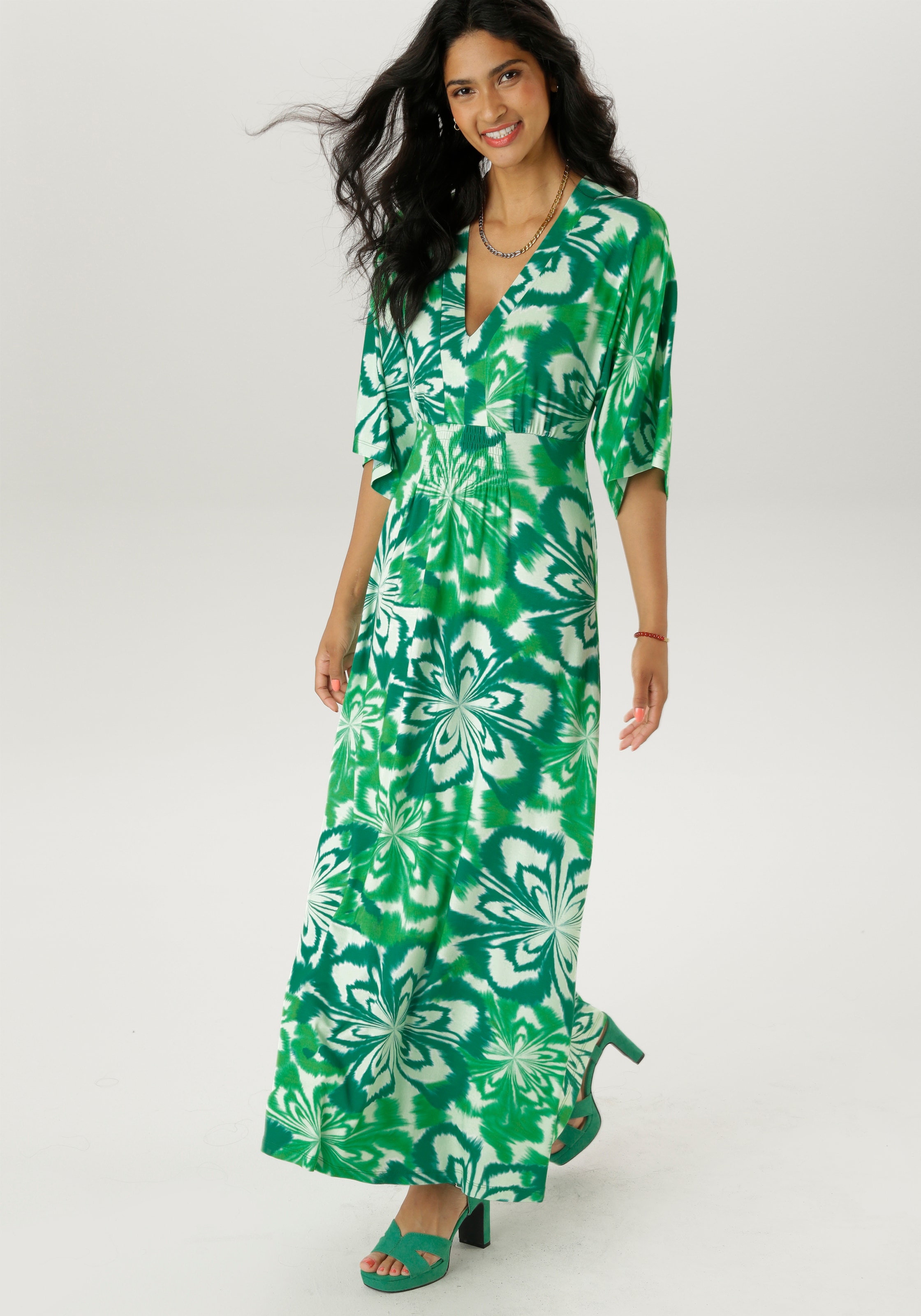 Aniston SELECTED Maxikleid, mit weiten, 3/4-langen Ärmeln günstig online kaufen