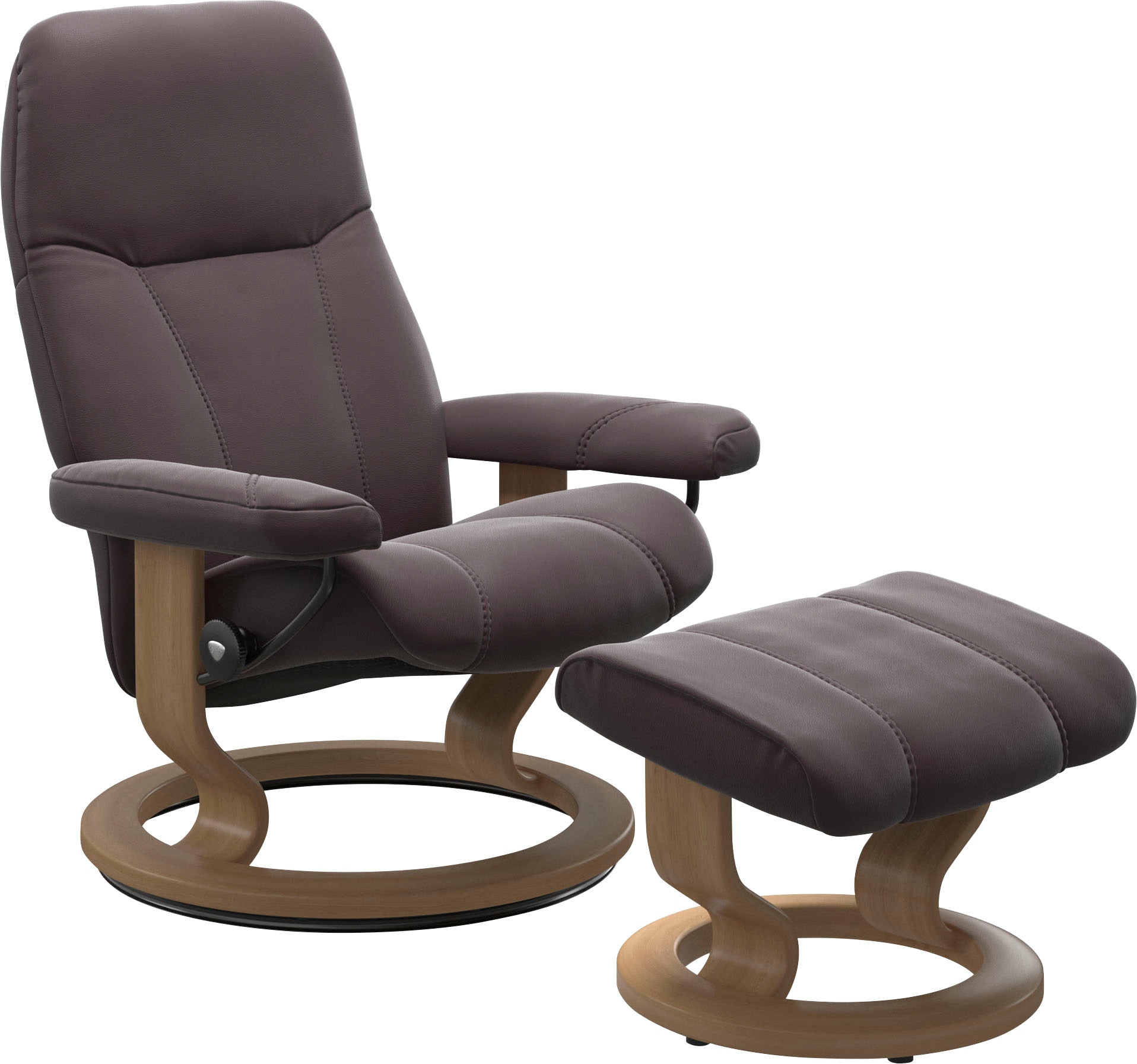 Fußhocker STRESSLESS, B:54cm H:38cm T:39cm, rot, Hocker, "Consul", mit Classic Base, Gestell Eiche
