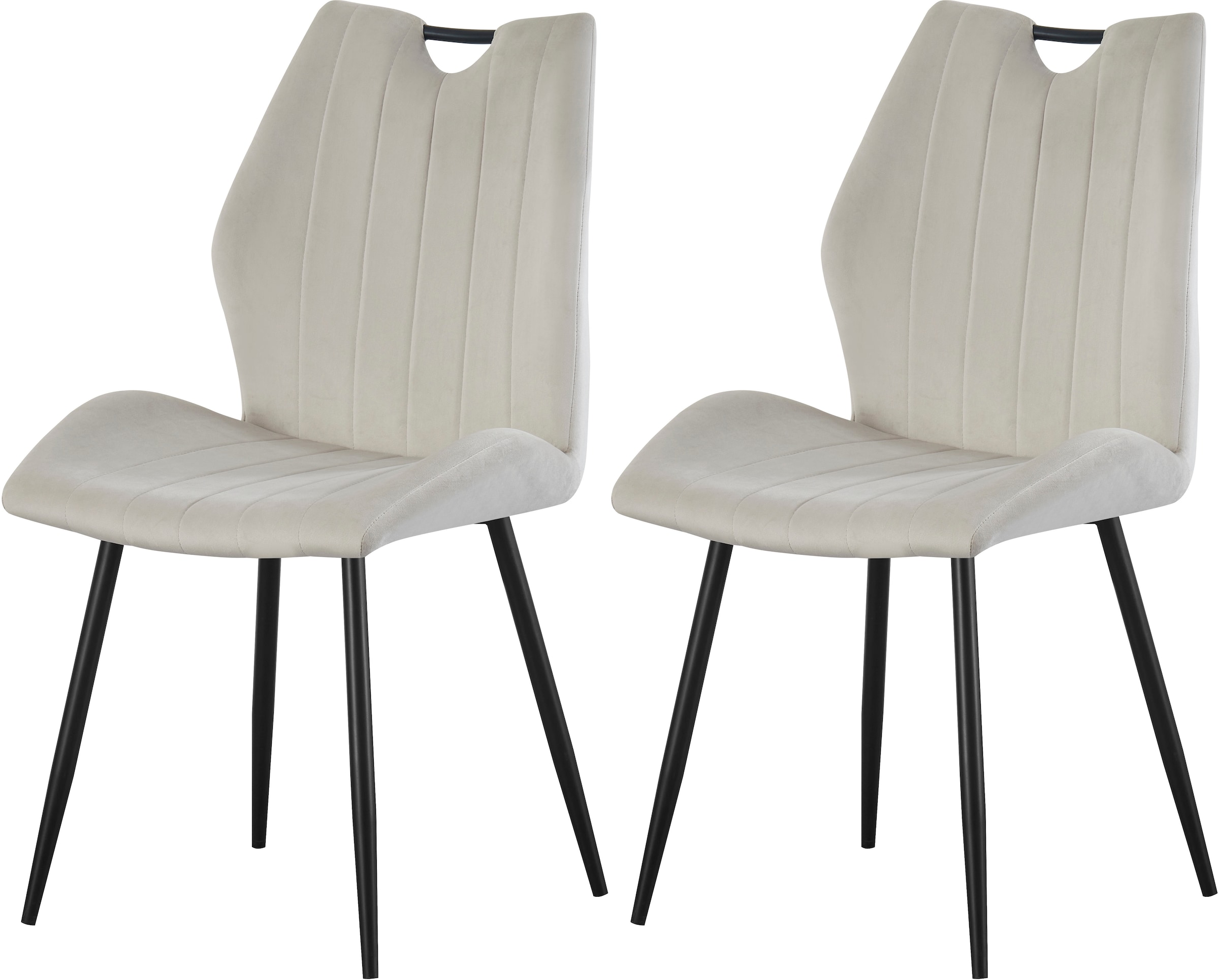 Home affaire Esszimmerstuhl »KILLAM, 2er Set, mit Metallgestell in matt schwarz« (Set) 2 Stk.in verschiedenen Farben, Belsatbarkeit pro Stuhl 120 kg, mit Griffloch