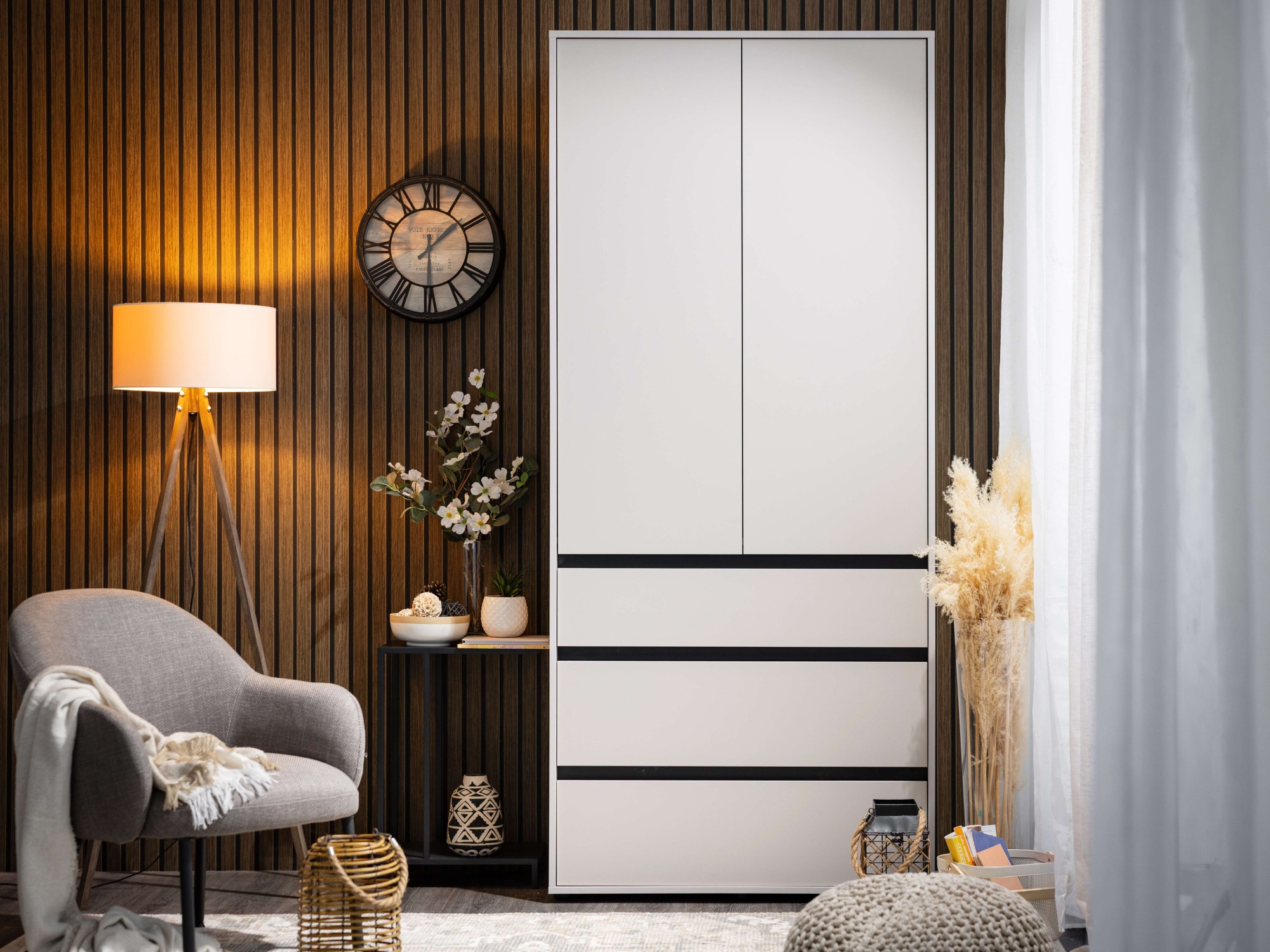 INOSIGN Kleiderschrank »Corbet Schlafzimmerschrank, Drehtürenschrank,  Wäscheschrank TOPSELLER« 93 cm breit, 3x Schubladen, Kleiderstange, ABS schutzkanten