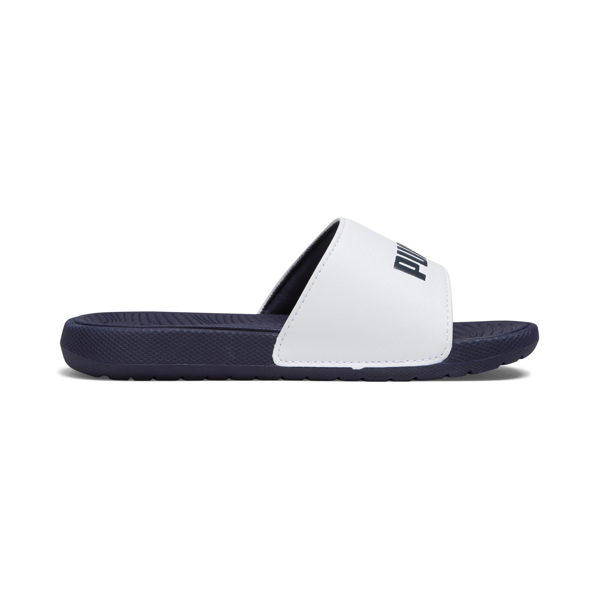 Badesandale PUMA "COOL CAT 2.0 PS", Mädchen, Gr. 34,5, puma weiß, puma navy, for all time rot, Synthetik, Schuhe, mit gepolstertem Riemen, weich gepolstertes Fußbett, ohne Verschluss 2