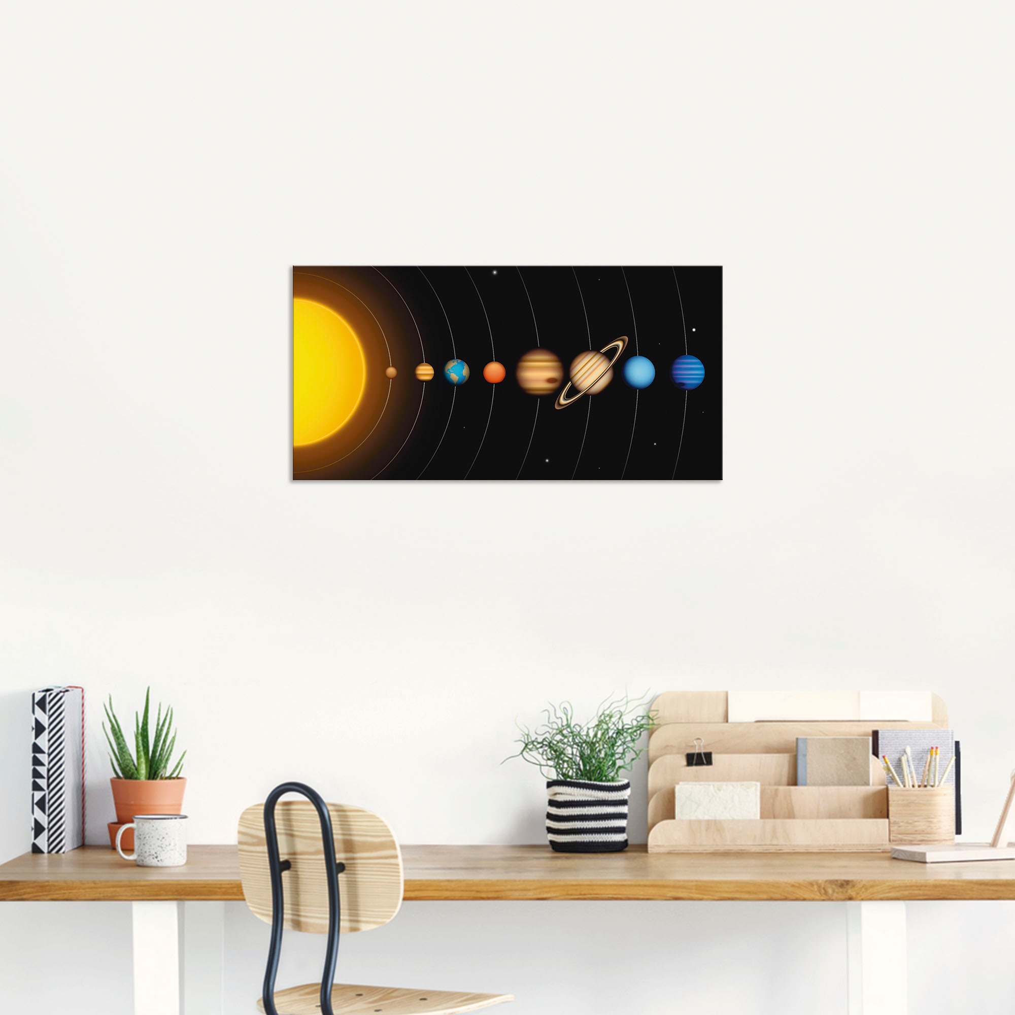 Artland Wandbild "Vector Sonnensystem mit Planeten", Sonnensystem, (1 St.), günstig online kaufen