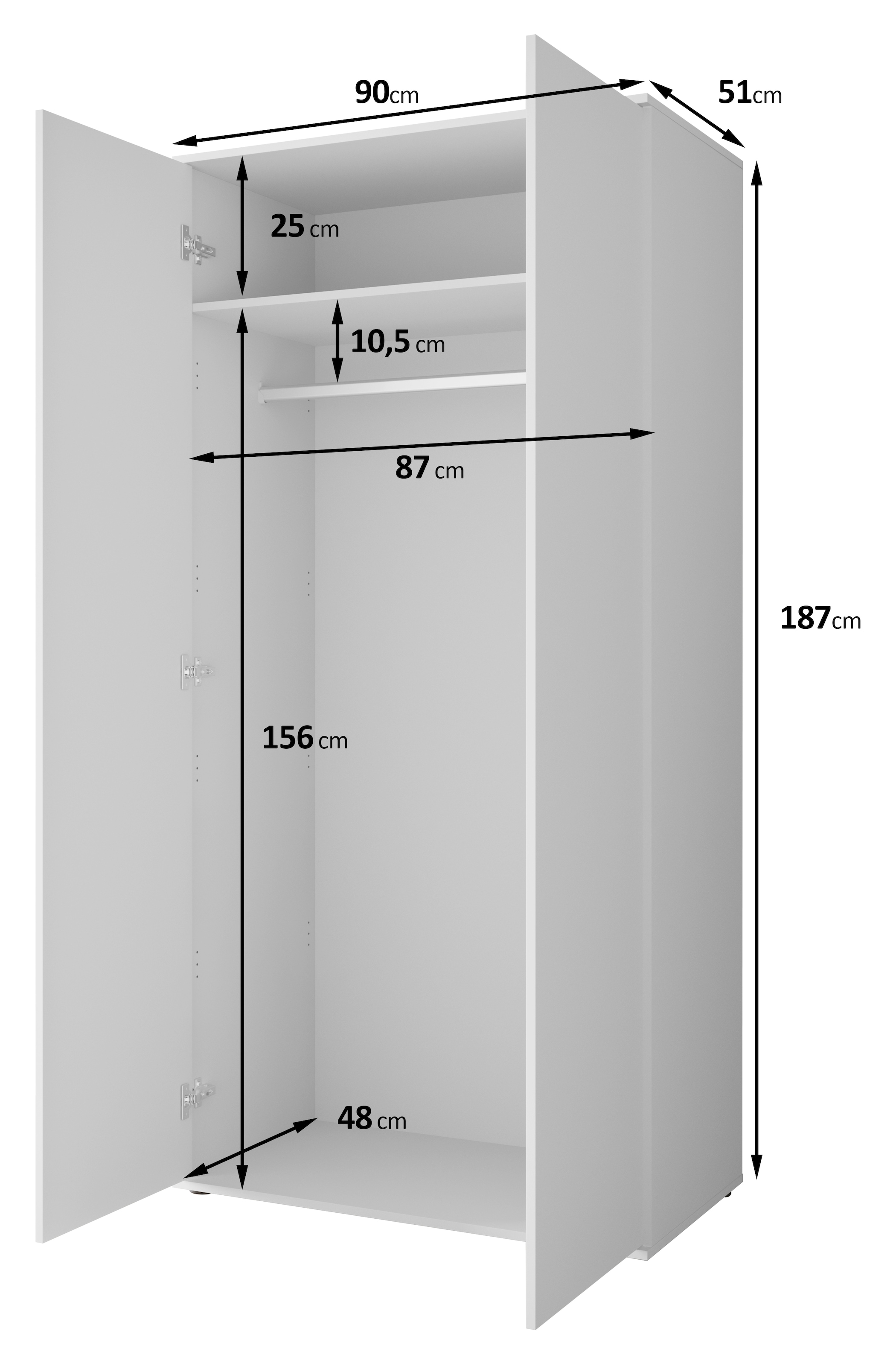INOSIGN Kleiderschrank »LAGOS Wäscheschrank, Garderobe, schwarze Griffe, Made in Europe«, Moderner Drehtürenschrank, FSC-zertifiziert, Schlafzimmerschrank