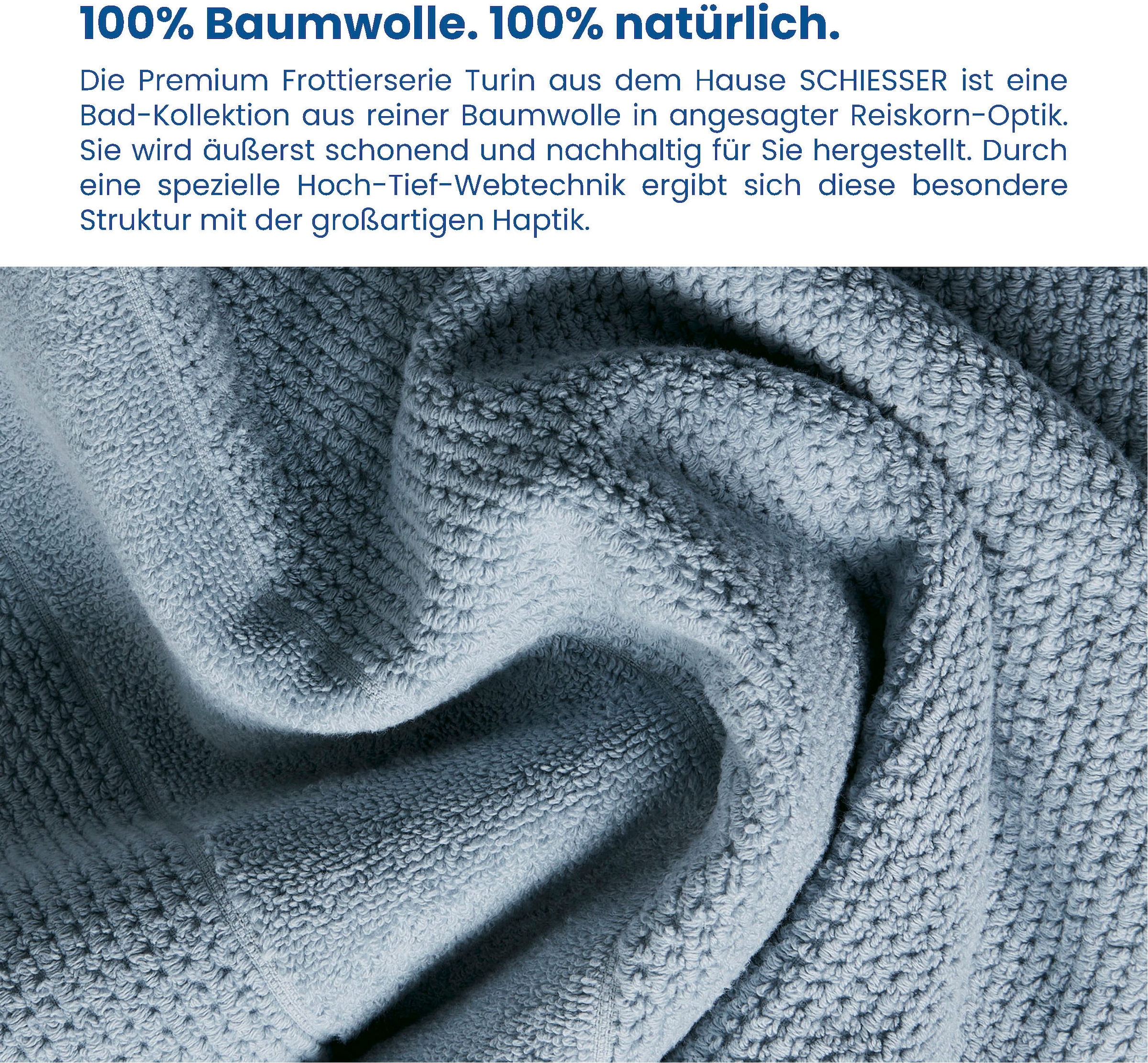 Schiesser Handtücher »Schiesser Handtücher BAUR Turin (4 Reiskorn-Optik aus 100% Baumwolle«, | St.), 4er im Set