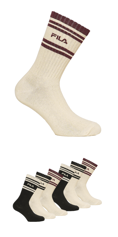 Fila Tennissocken "JUNIOR BOY LIFESTYLE NORMAL PLAIN SOCKS" 6 Paar tlg. mit sportlichem Streifenbund