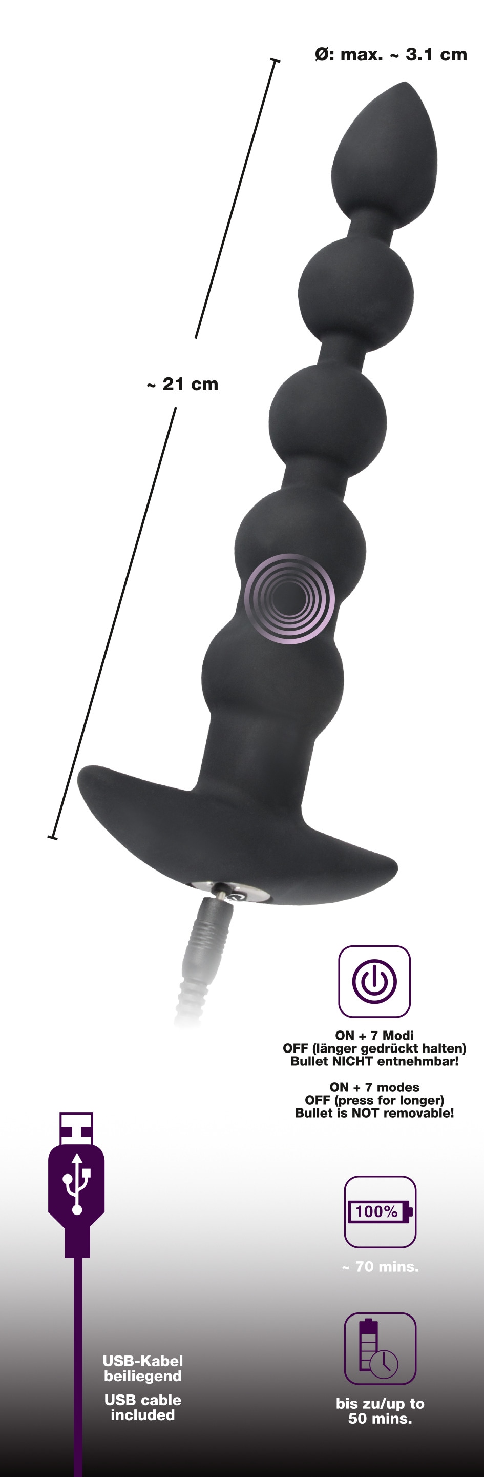 BLACK VELVETS Anal-Stimulator »Analkugelstrang Rechargeable beads« ()