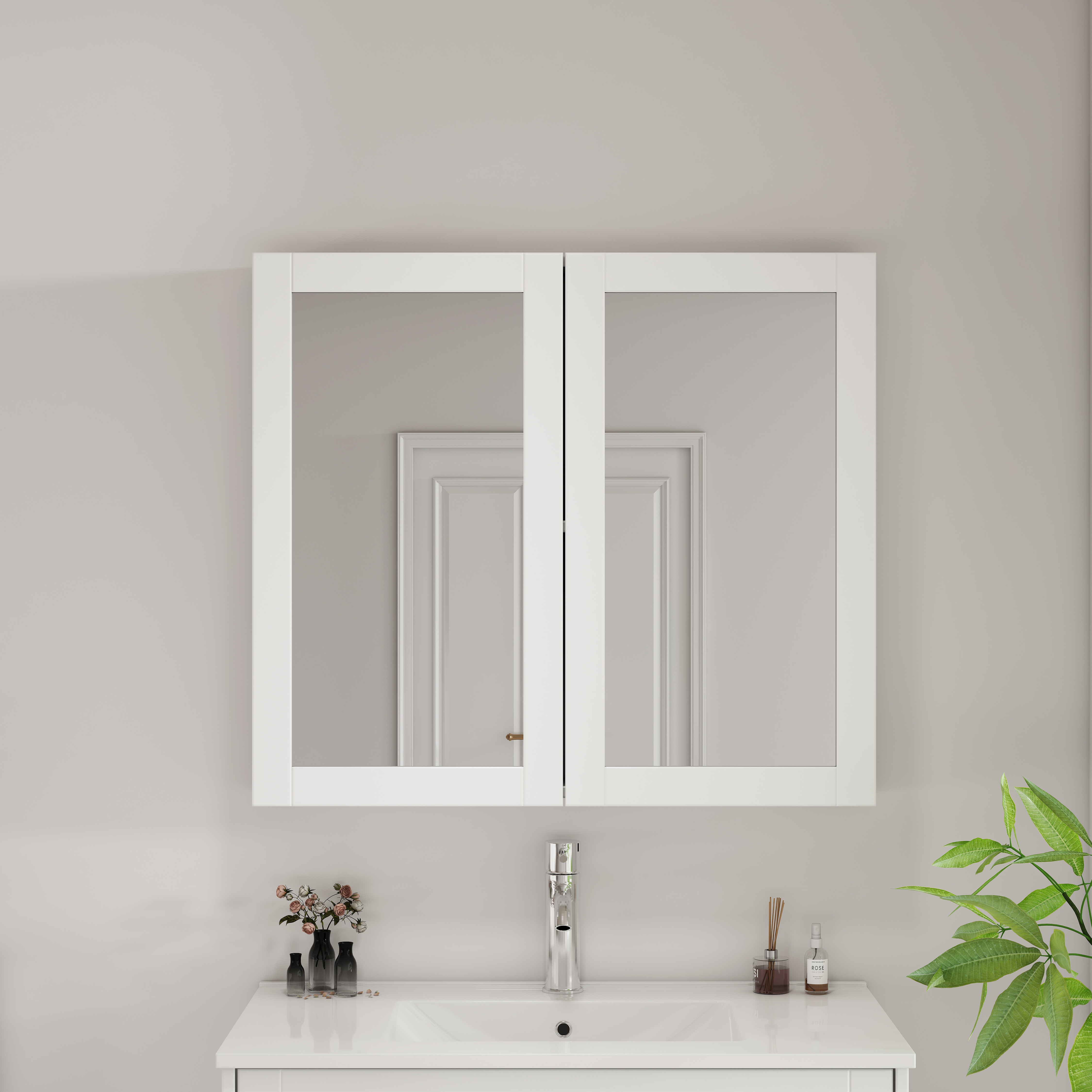 Thumbnail - welltime Spiegelschrank "AMSTERDAM" platzsparender Spiegelschrank mit individuell verstellbarem Regalboden