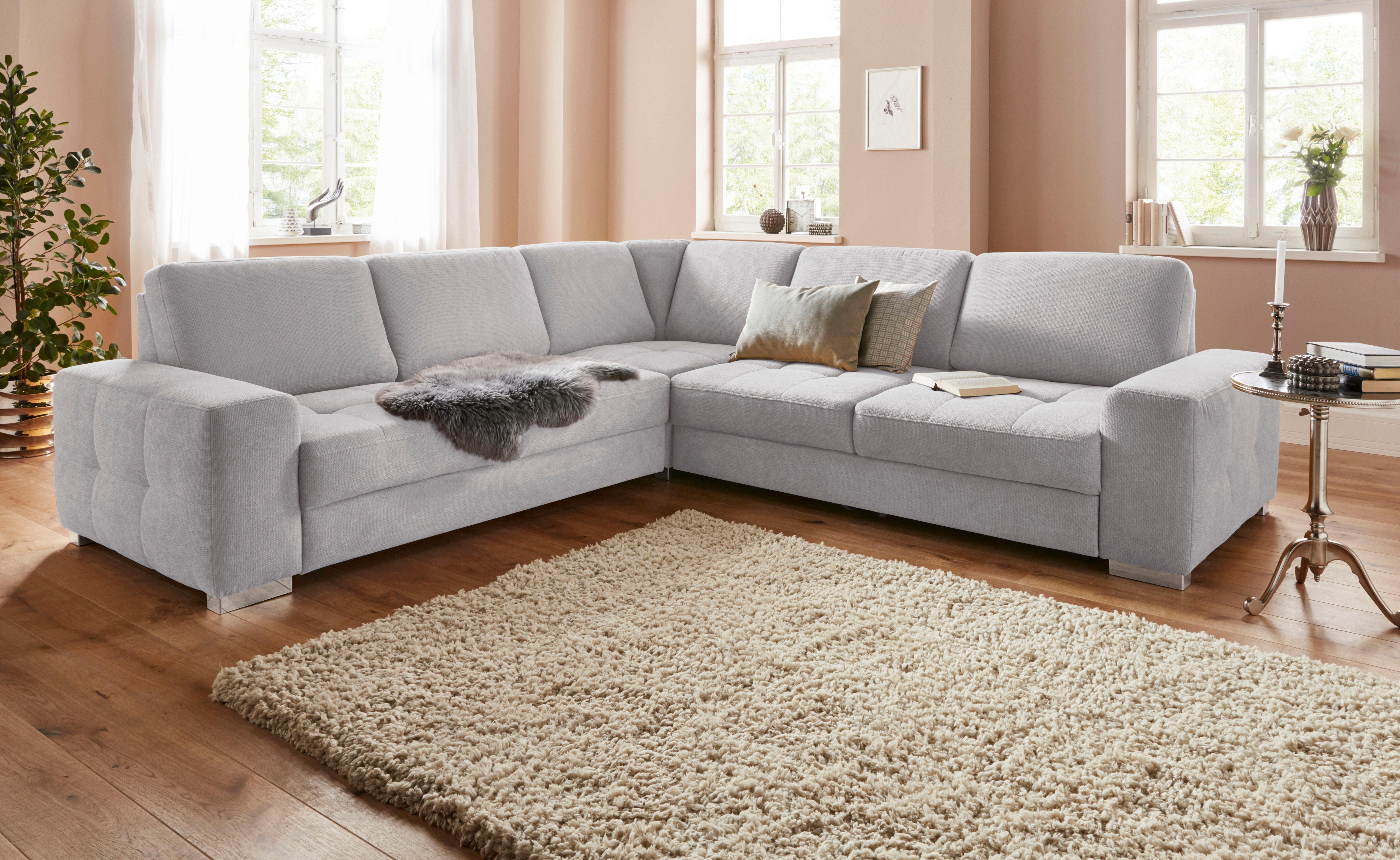 sit&more Ecksofa "Santorini L-Form" mit Federkern und Sitztiefenverstellung, wahlweise mit Schlaffunktion