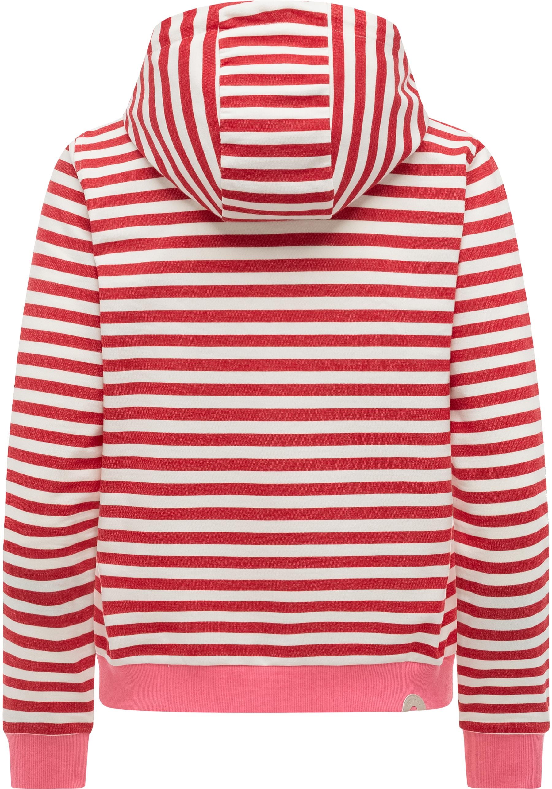 Ragwear Sweatjacke »Parya Stripes« gestreifte Damen Zipp-Jacke mit süßer Stickerei