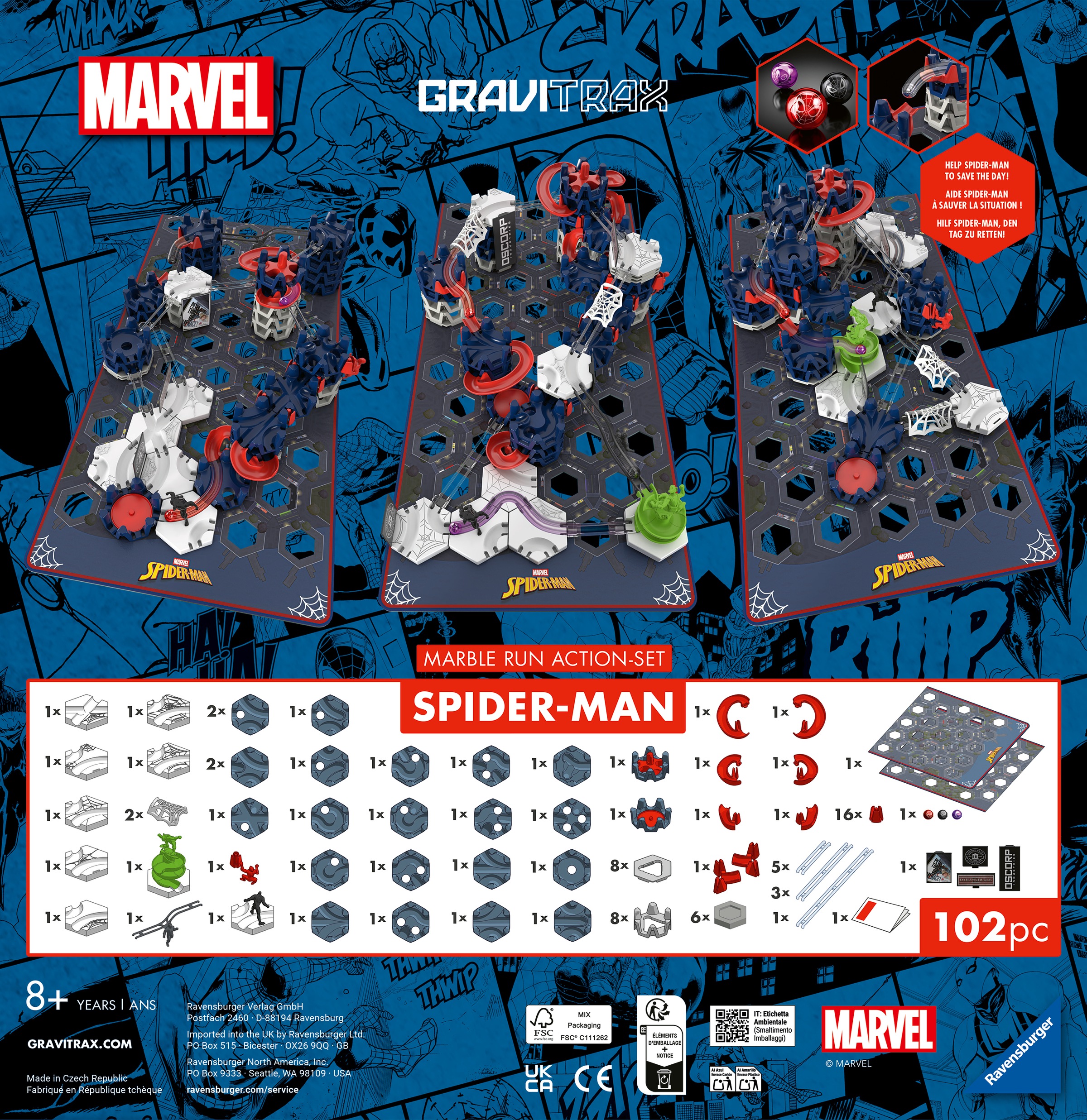 Ravensburger Kugelbahn-Bausatz »GraviTrax BASE Spider-Man - Action Set M« Made in Europe